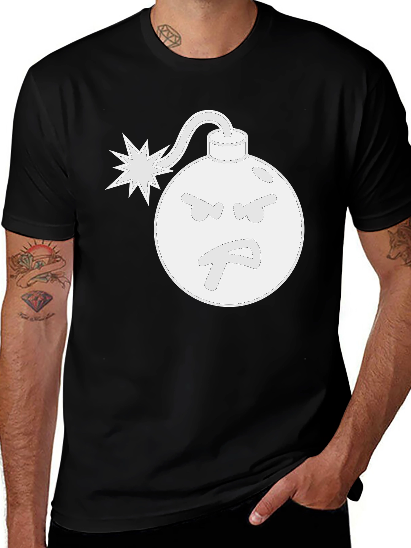 Variant 7 of Angry Bomb Graphic Tee - Black Cotton T-Shirt