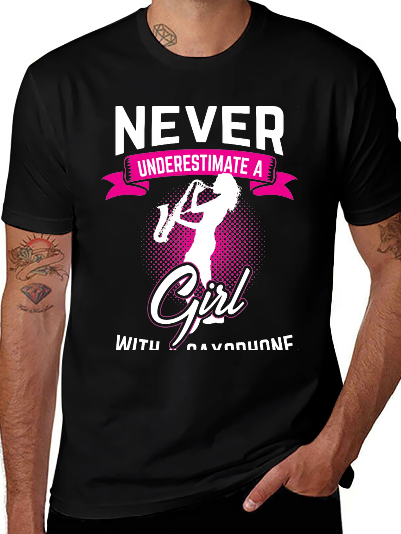 Variant 26 of Never Underestimate Girl Saxophone T-Shirt