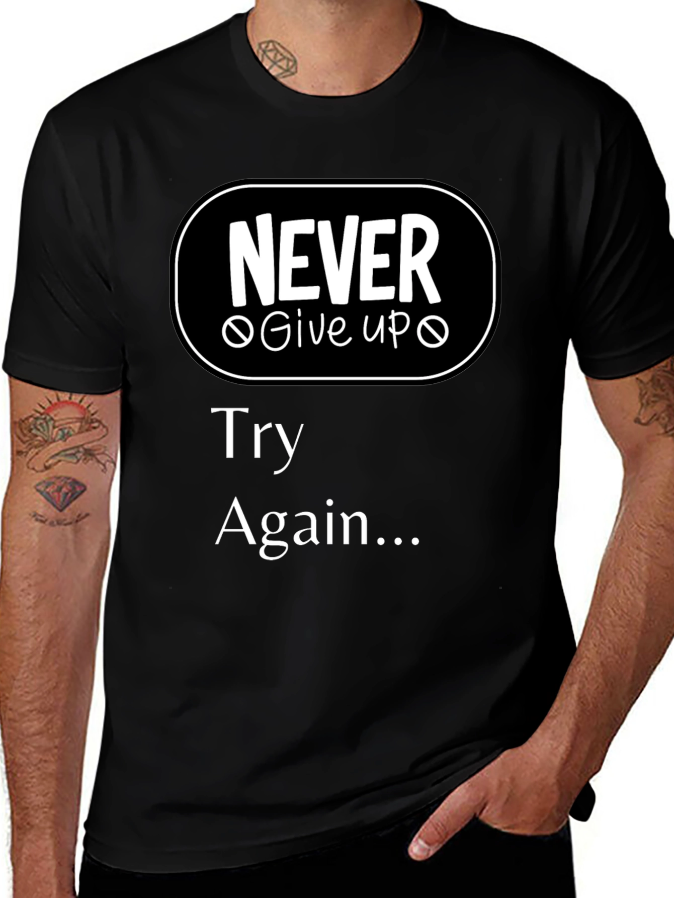 Variant 9 of Never Give Up T-Shirt - Motivational Try Again Tee