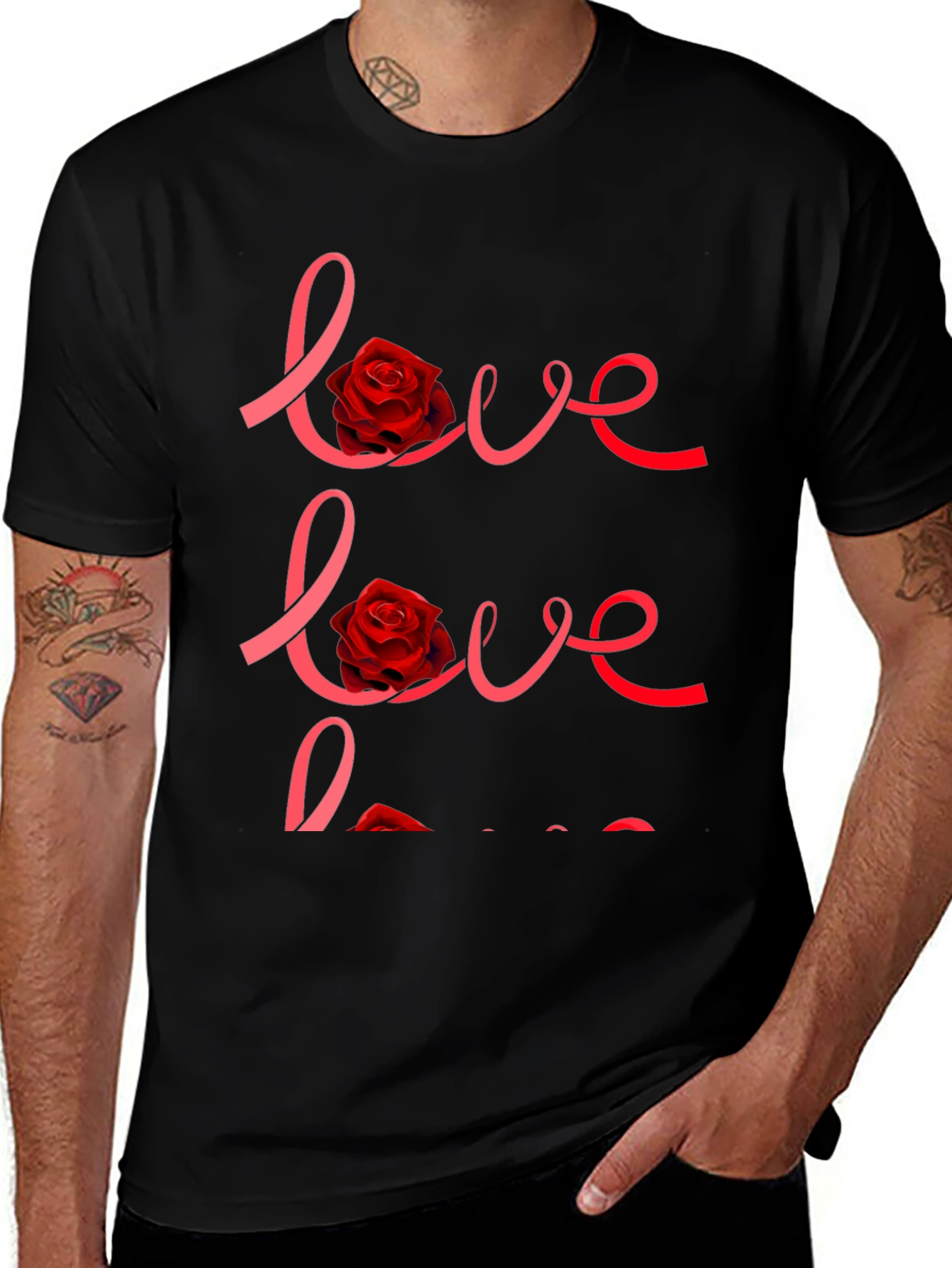 Variant 23 of Love Rose Graphic Black T-Shirt