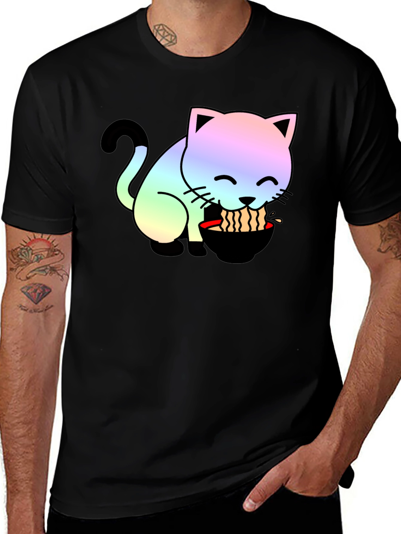 Ramen Cat Graphic Tee - Casual Style