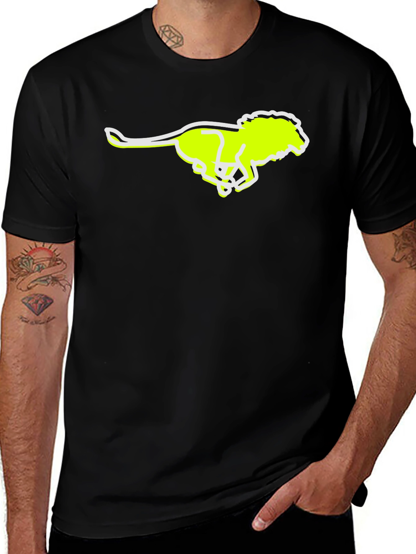 Variant 17 of Running Lion Graphic Tee - Bold Black Shirt
