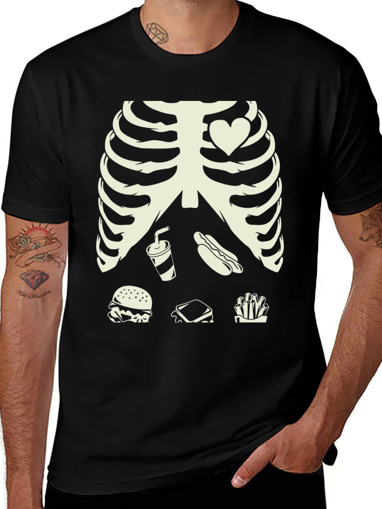 Variant 7 of Funny Skeleton Fast Food T-Shirt