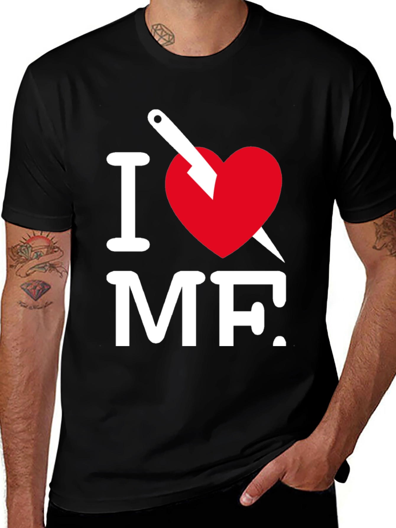 Black I Heart MF Graphic Tee - Black Crew Neck T-Shirt main image