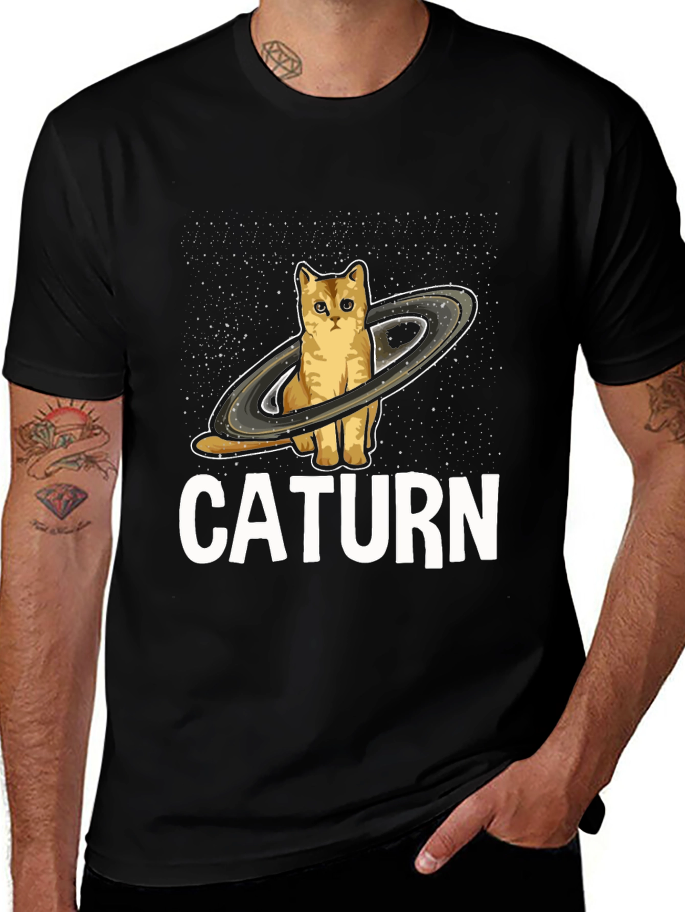 Variant 28 of Caturn Graphic T-Shirt - Cat Lover Saturn Planet Tee