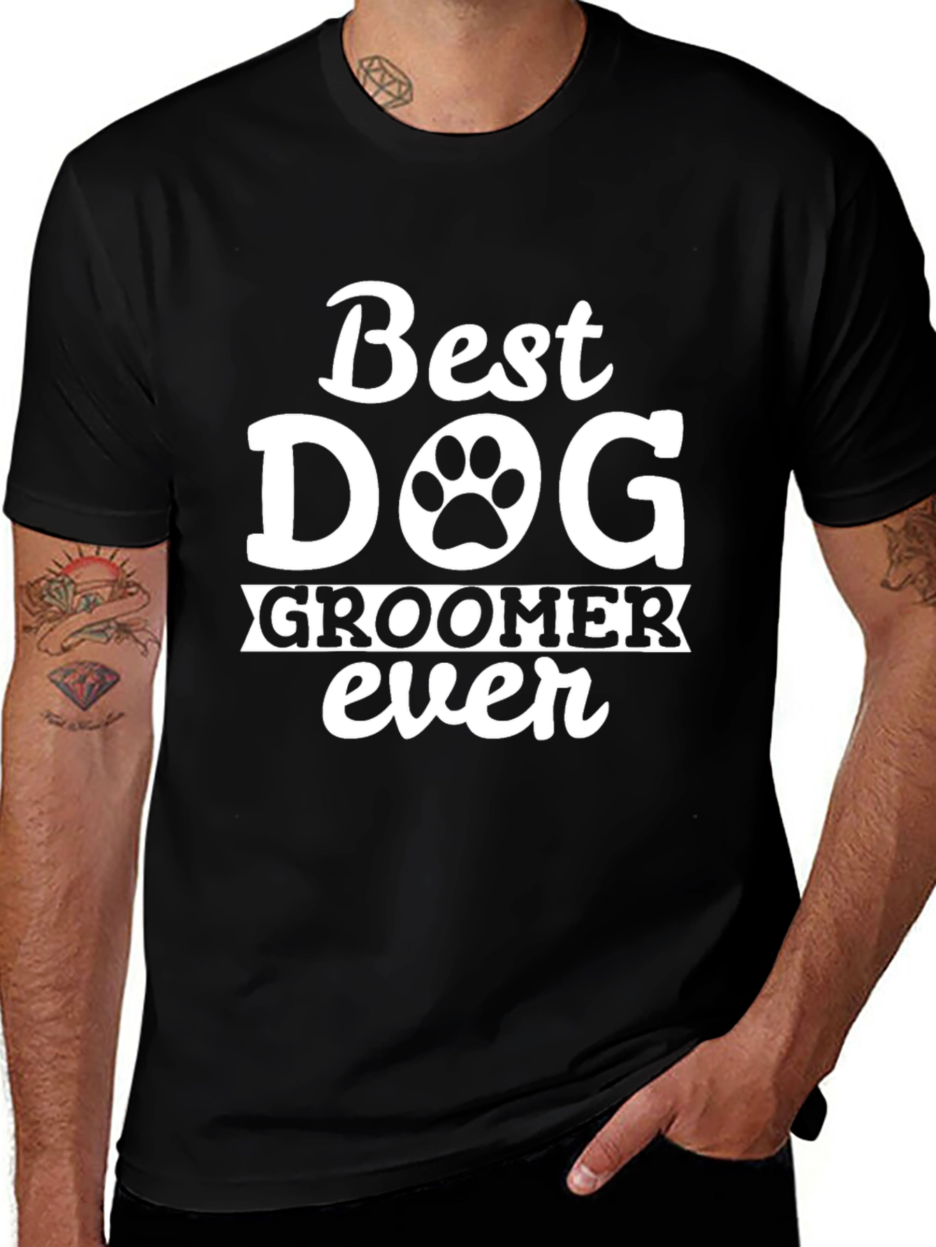 Variant 12 of Best Dog Groomer Ever T-Shirt Black Cotton