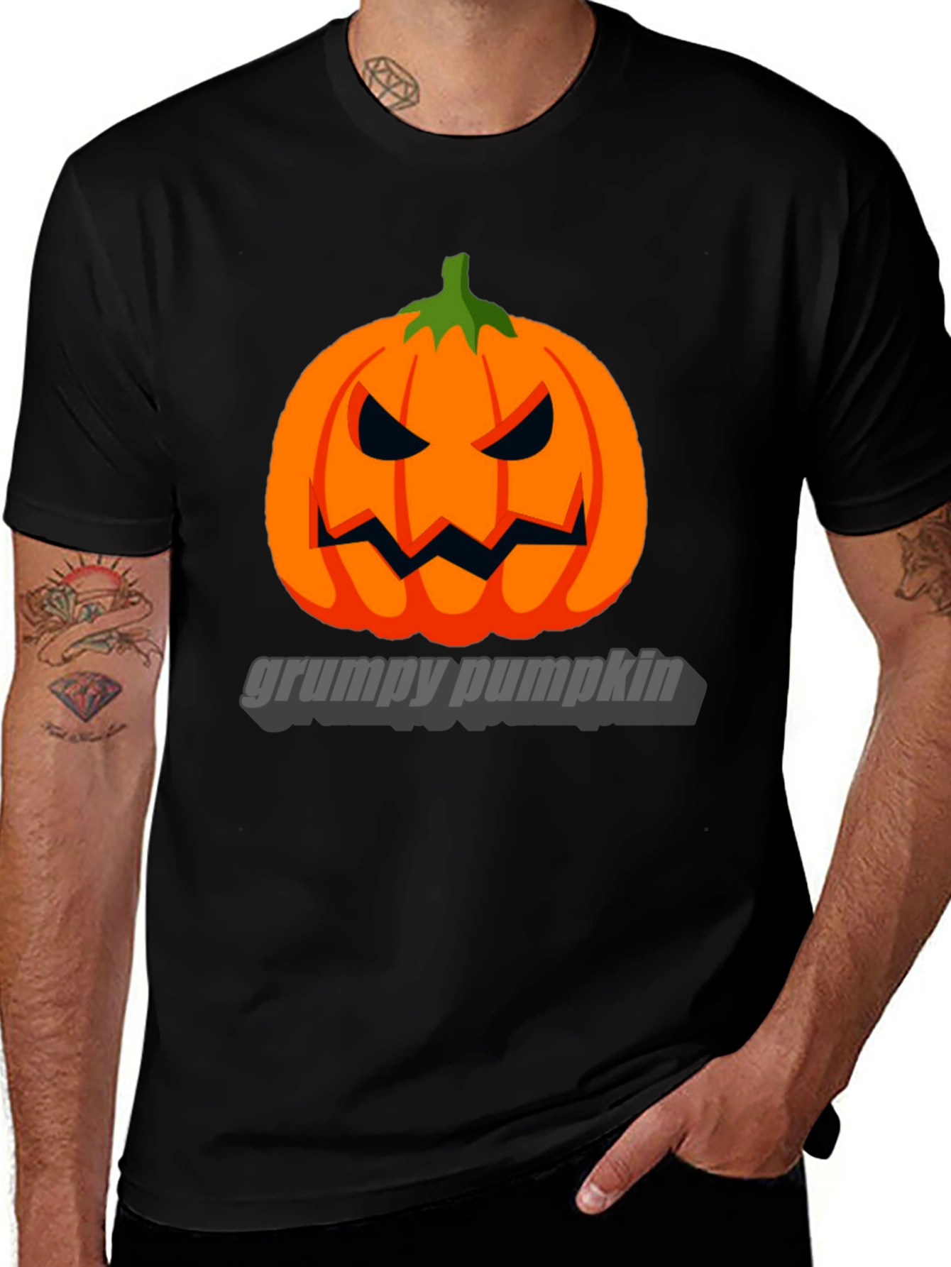 Grumpy Pumpkin Graphic Tee - Halloween T-Shirt