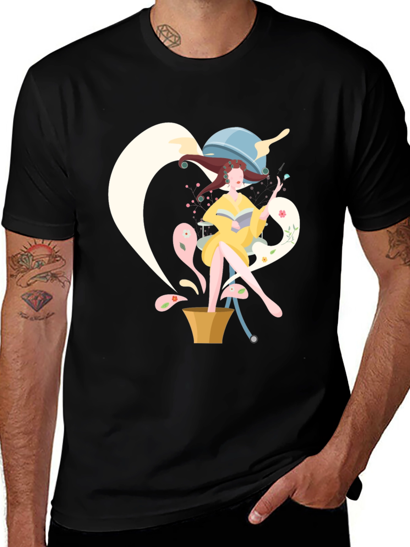 Variant 22 of Stylish Black T-Shirt with Artistic Woman Graphic