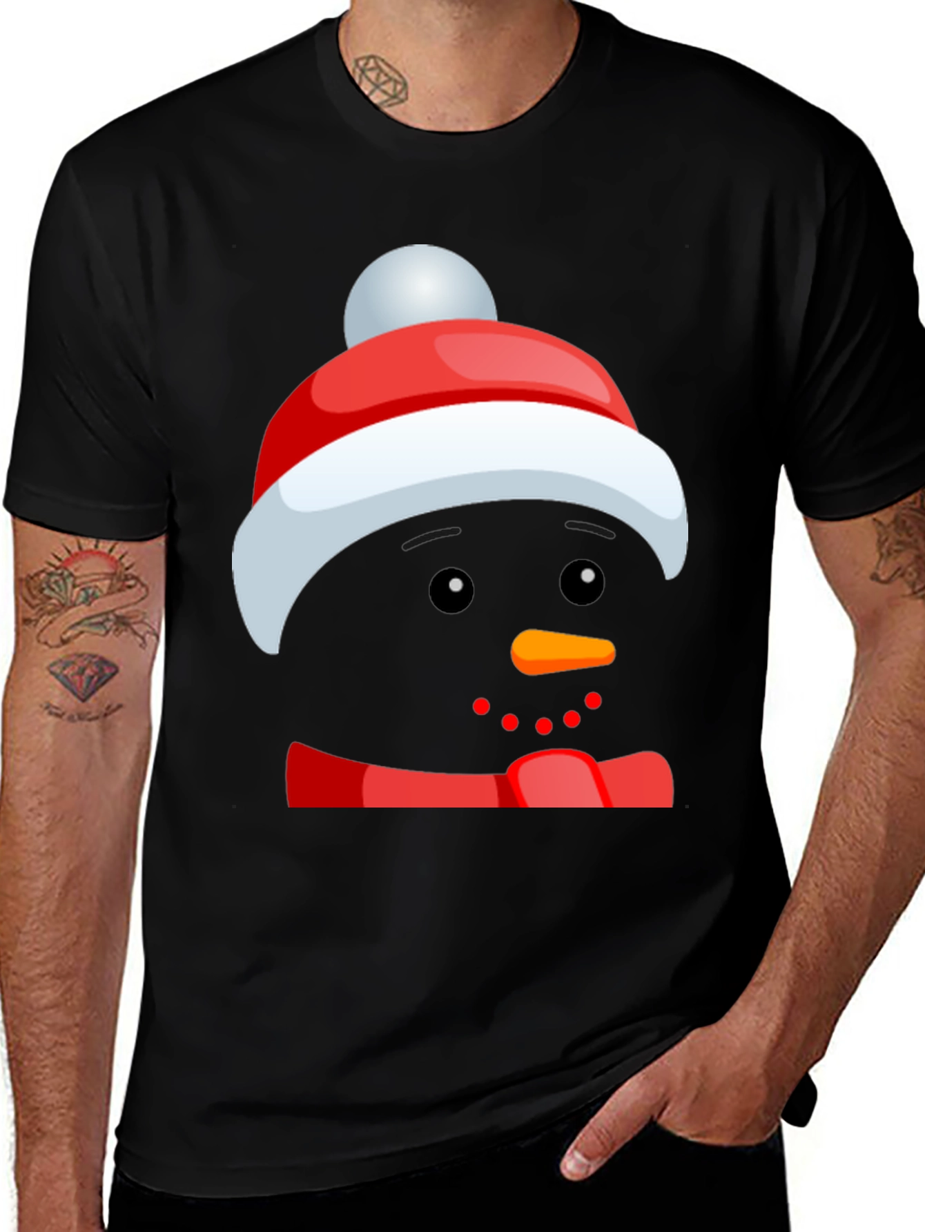 Festive Snowman Graphic Tee - Holiday Style