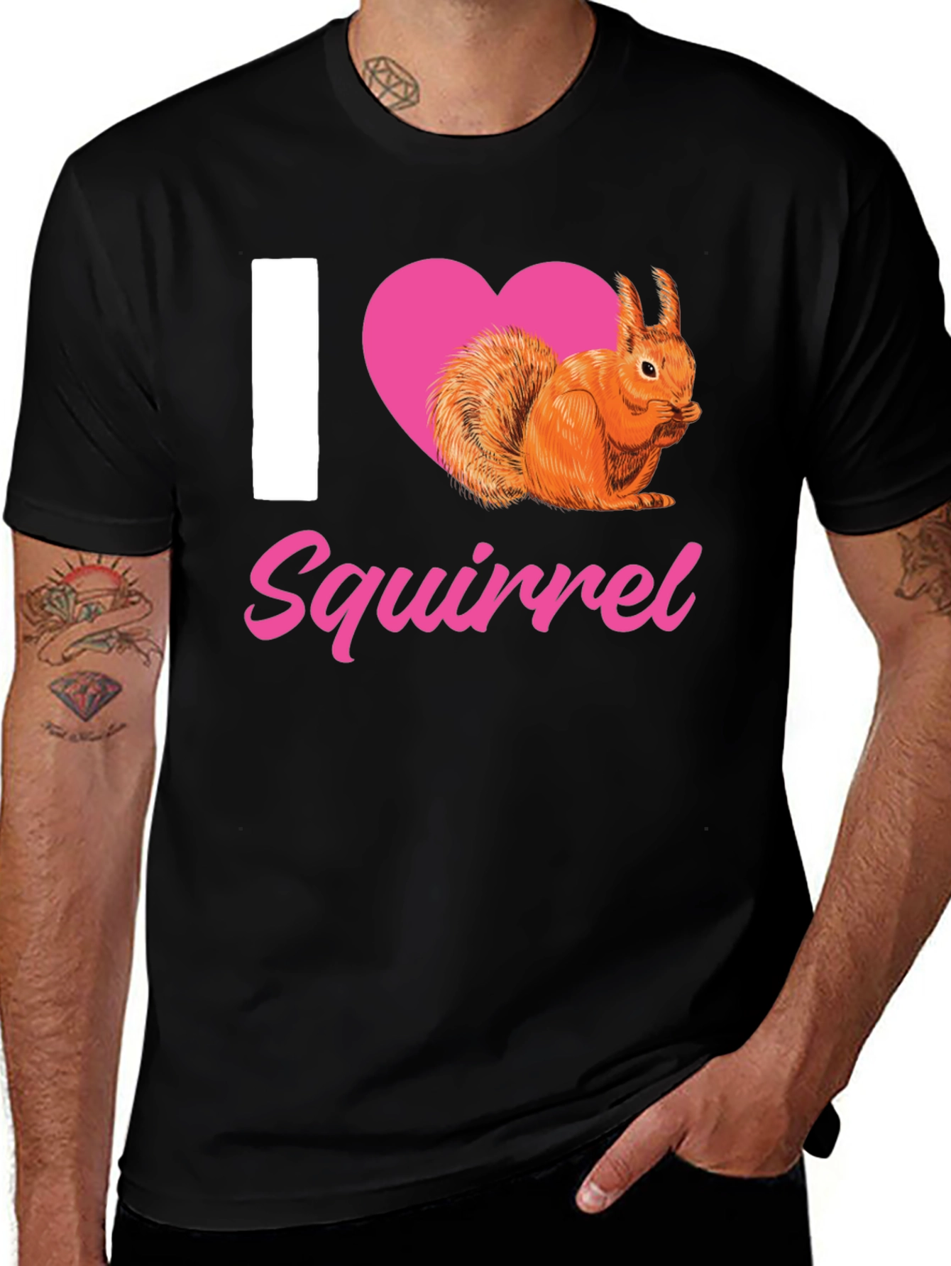 Variant 15 of I Heart Squirrel T-Shirt - Black Cotton Tee