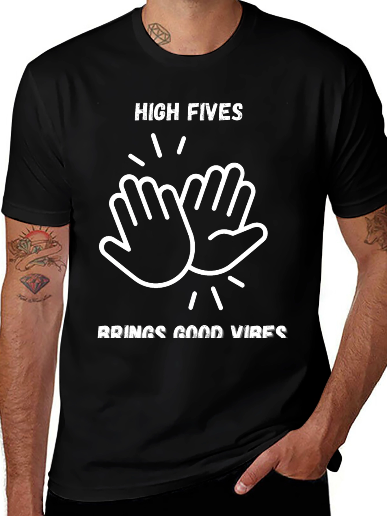 Variant 22 of High Fives Good Vibes Black Graphic Tee Shirt
