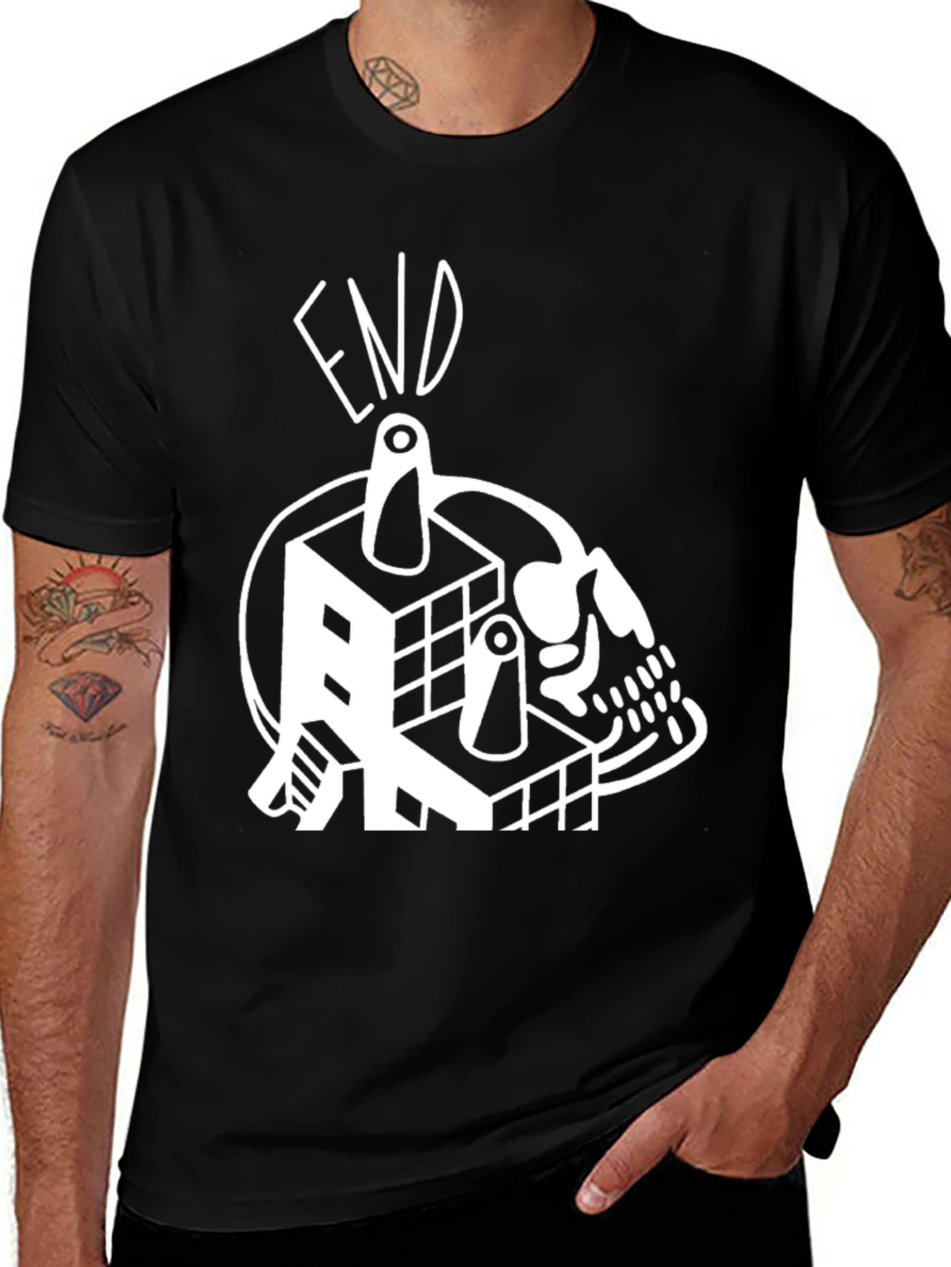 Variant 22 of Black "END" Skull Factory Graphic Tee