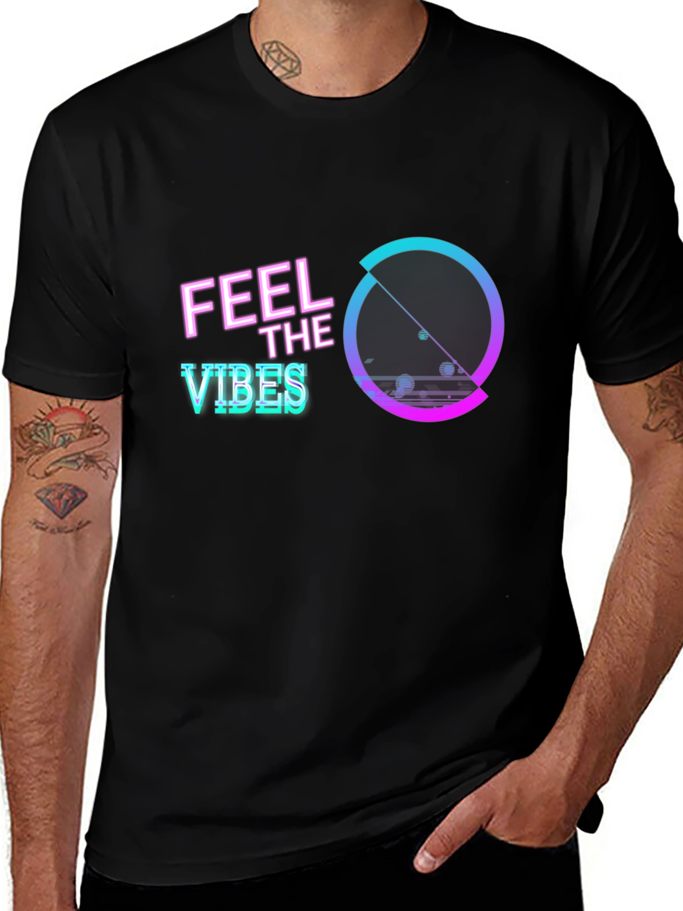 Variant 8 of Feel the Vibes Graphic Tee - Retro Style