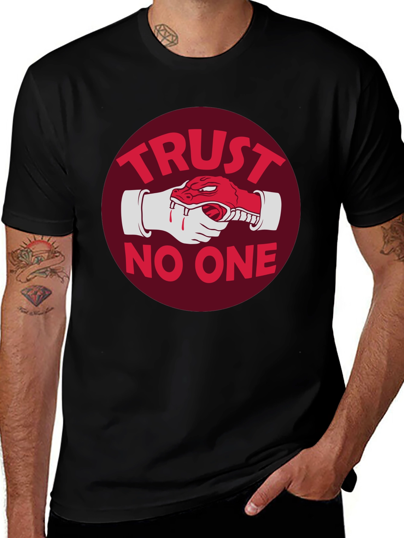 Variant 2 of Trust No One Graphic Tee - Men's Black T-Shirt