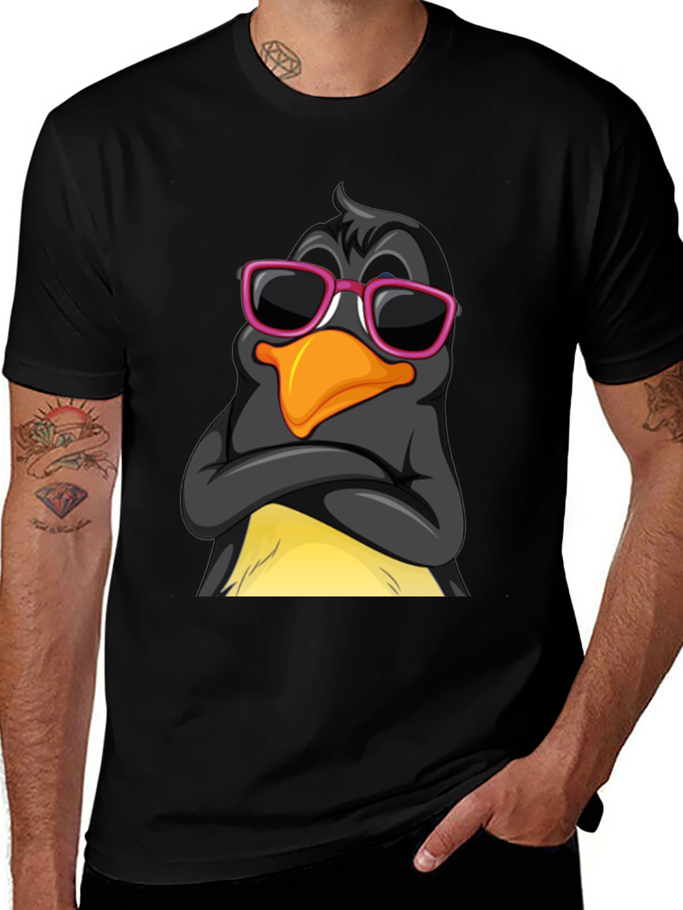 Variant 3 of Cool Penguin Graphic Tee - Stylish Black T-Shirt