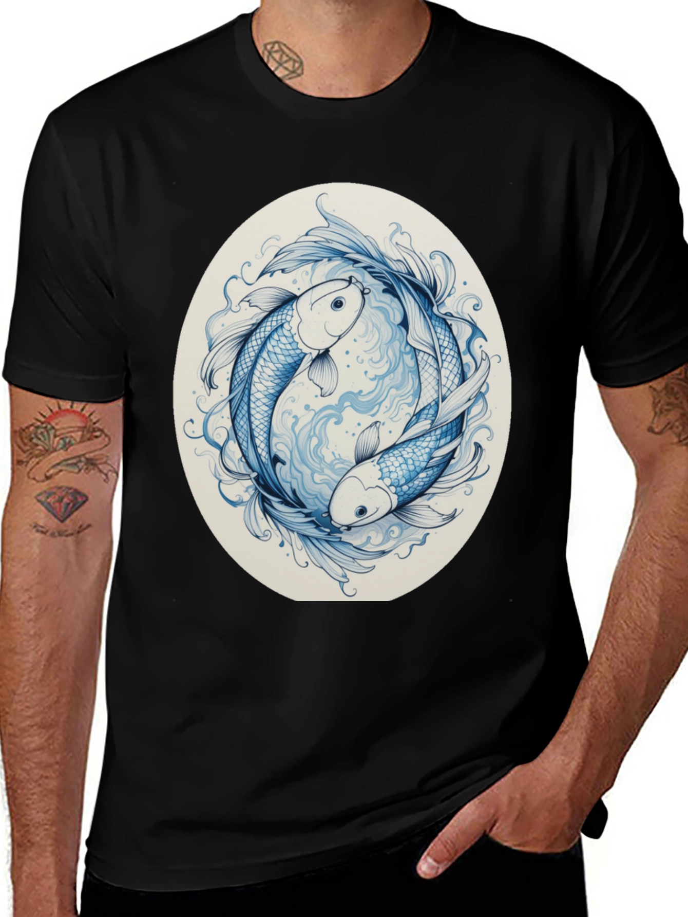 Variant 7 of Yin Yang Koi Fish Graphic Tee