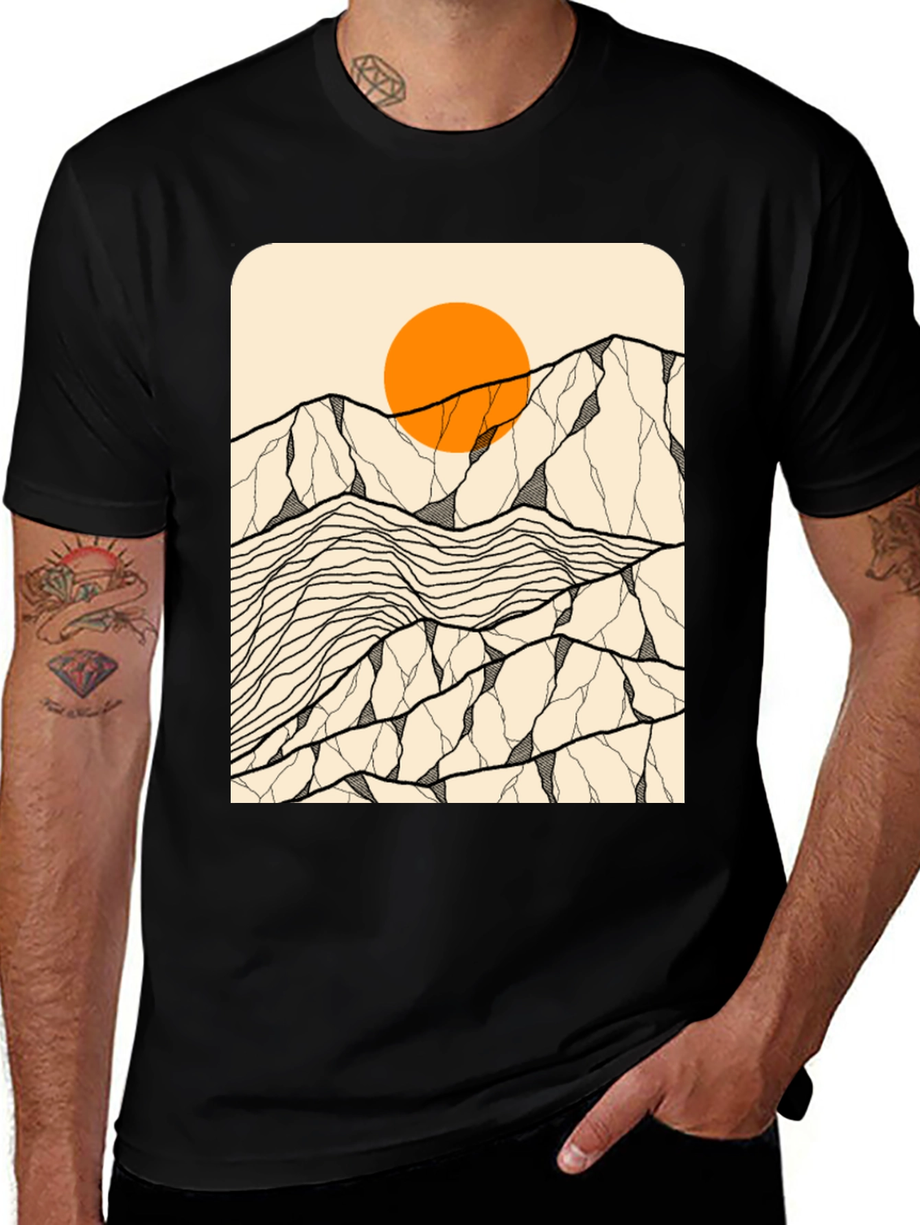 Variant 22 of Mountain Sun Graphic Tee - Black Unisex T-Shirt