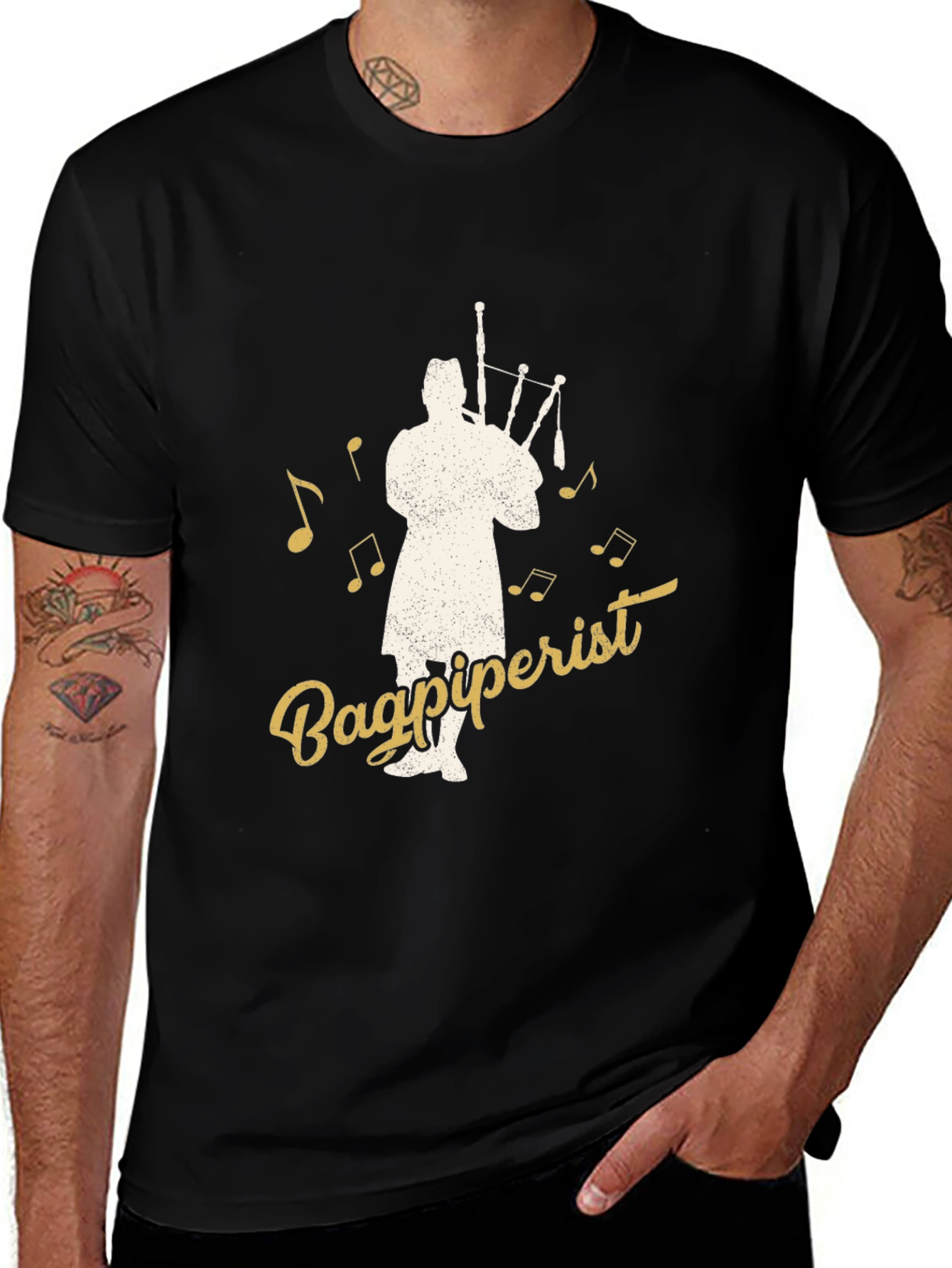 Variant 8 of Bagpiperist Graphic Tee - Black