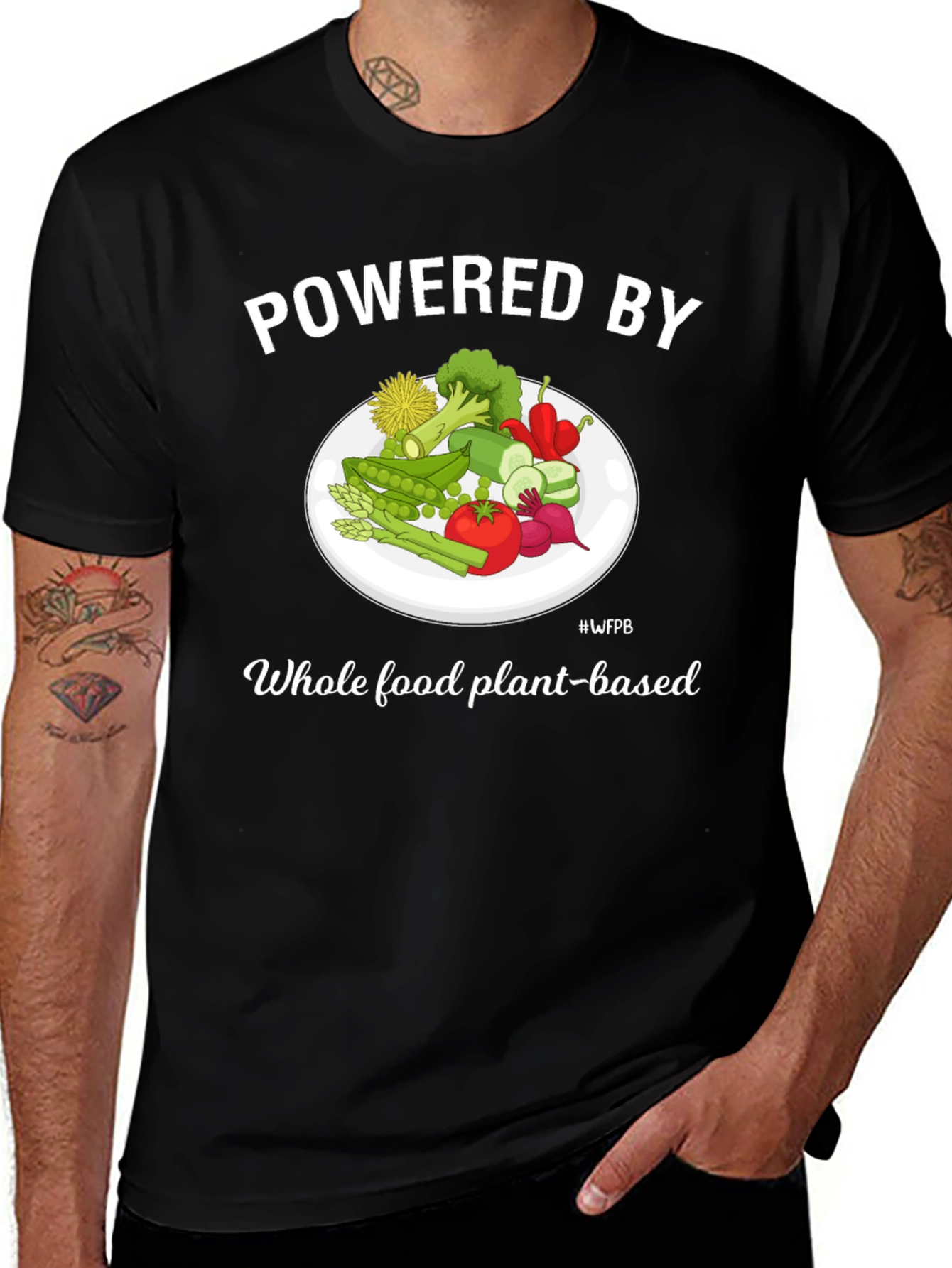 Variant 11 of Powered by Whole Food Plant-Based Black T-Shirt