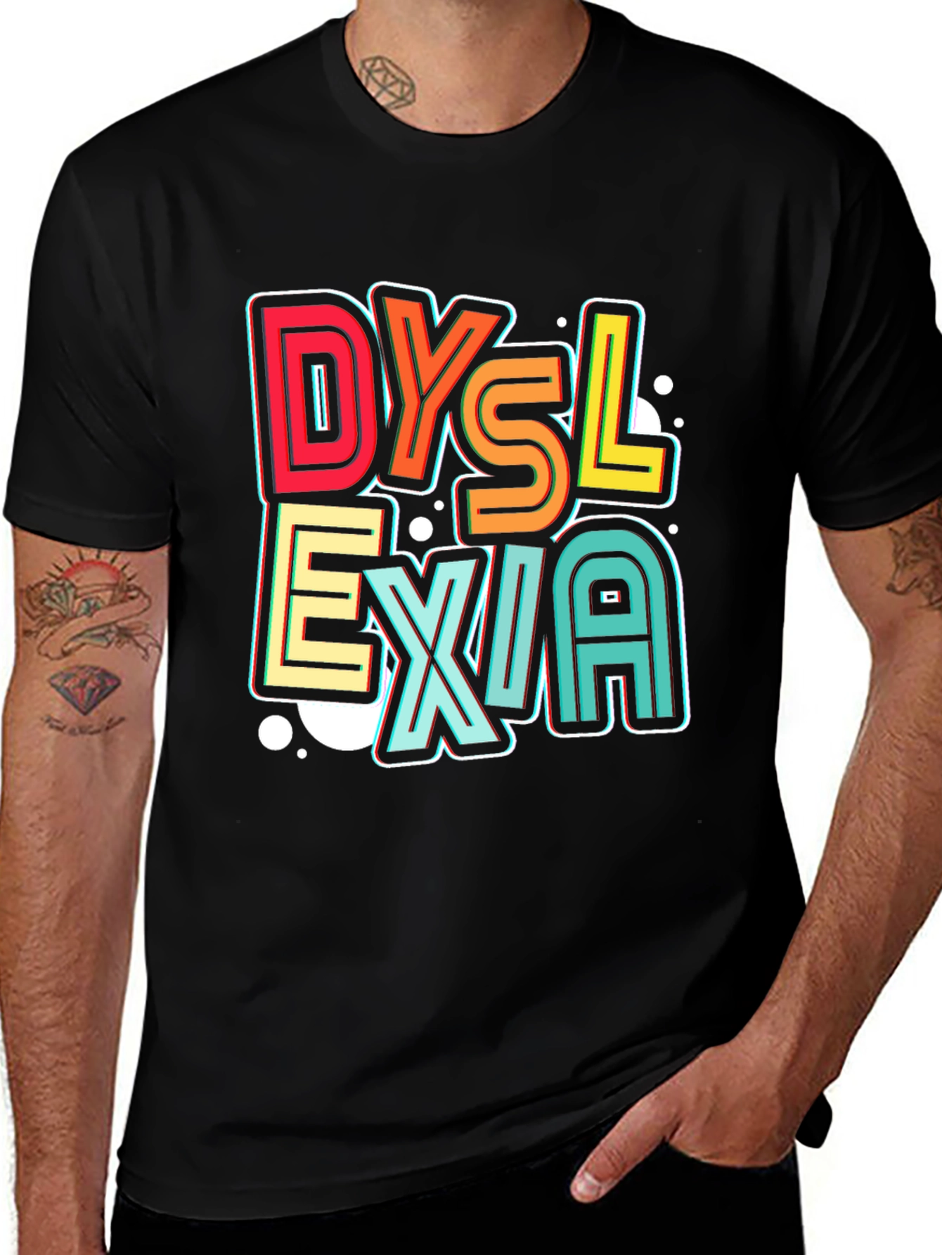 Variant 5 of Dyslexia Awareness Graphic Tee - Black Cotton T-Shirt