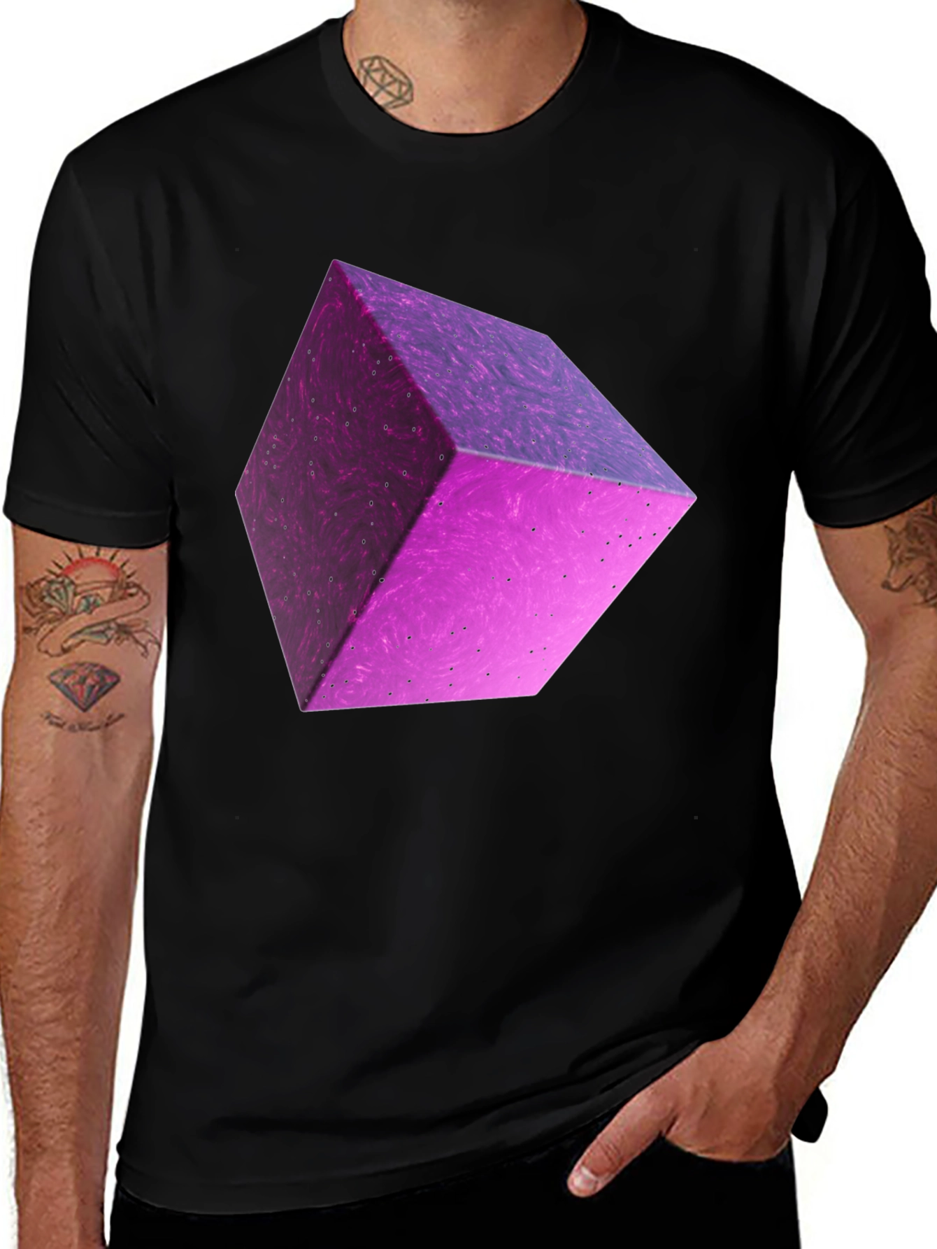 Variant 25 of Abstract Purple Cube Graphic Tee