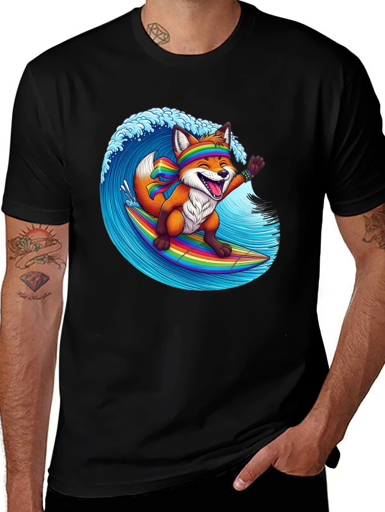 Variant 2 of Surfing Fox Graphic T-Shirt