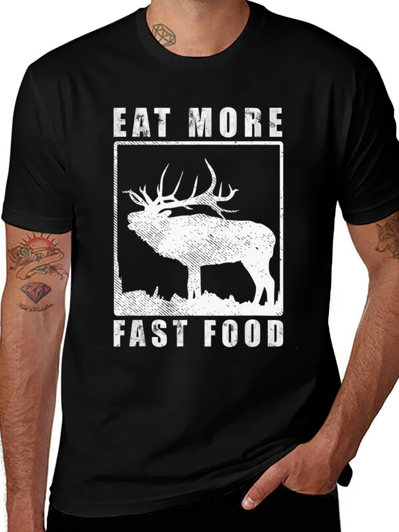 Variant 9 of Eat More Fast Food Deer Graphic T-Shirt