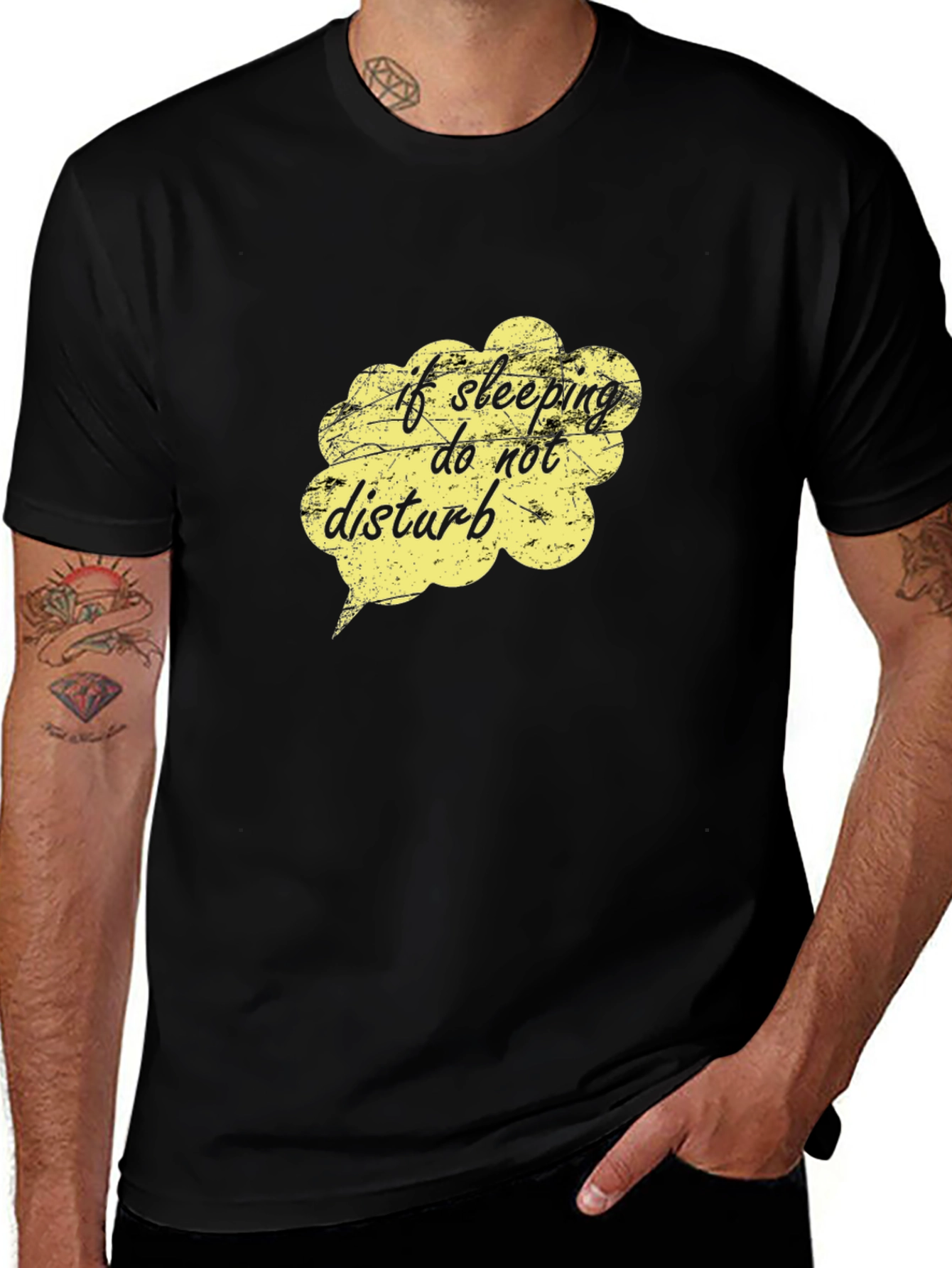 Variant 30 of Distressed "If Sleeping Do Not Disturb" Black T-Shirt