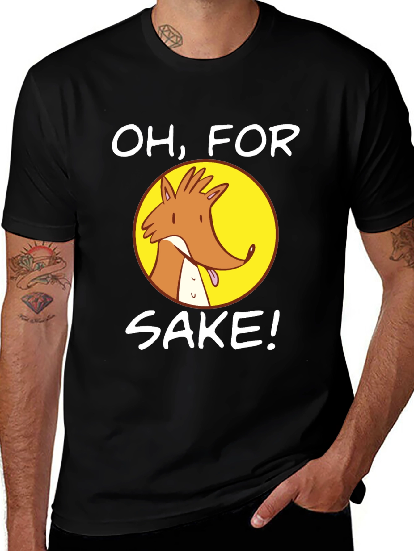 Variant 6 of Oh, For Fox Sake! Men's Black Graphic Tee