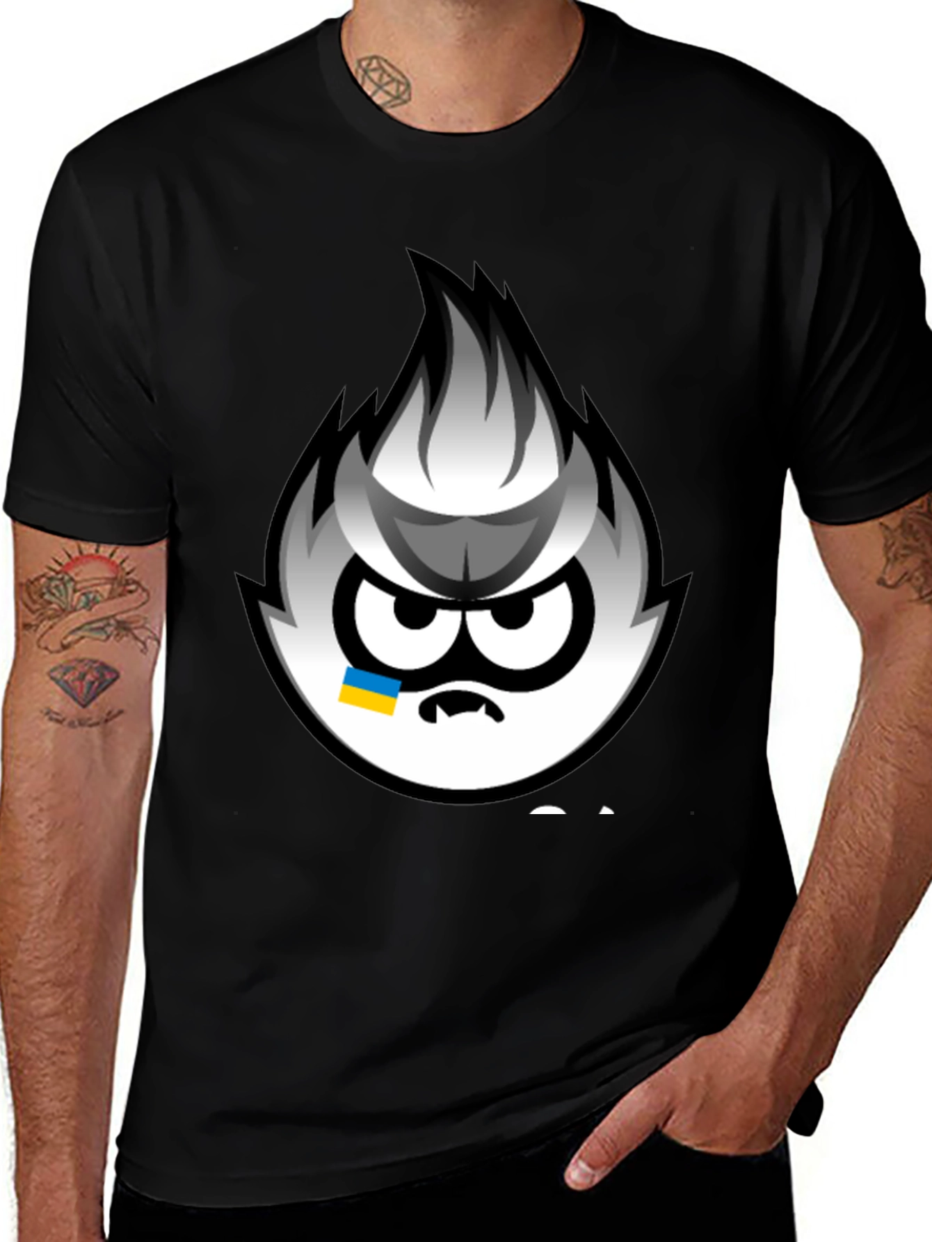 Variant 23 of Angry Sprite Graphic Print Black T-Shirt