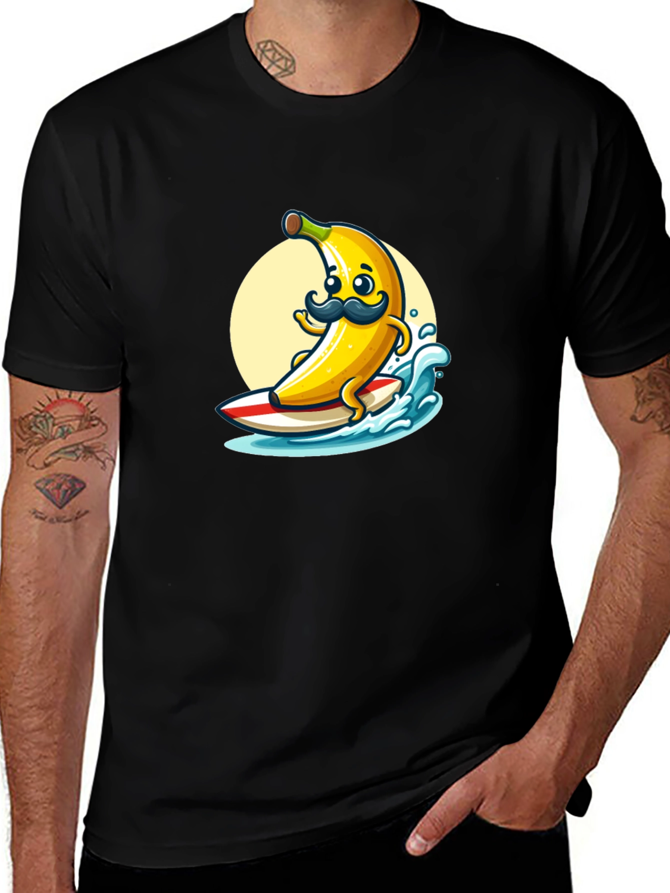 Variant 21 of Surfing Banana Graphic T-Shirt - Funny Cartoon Tee