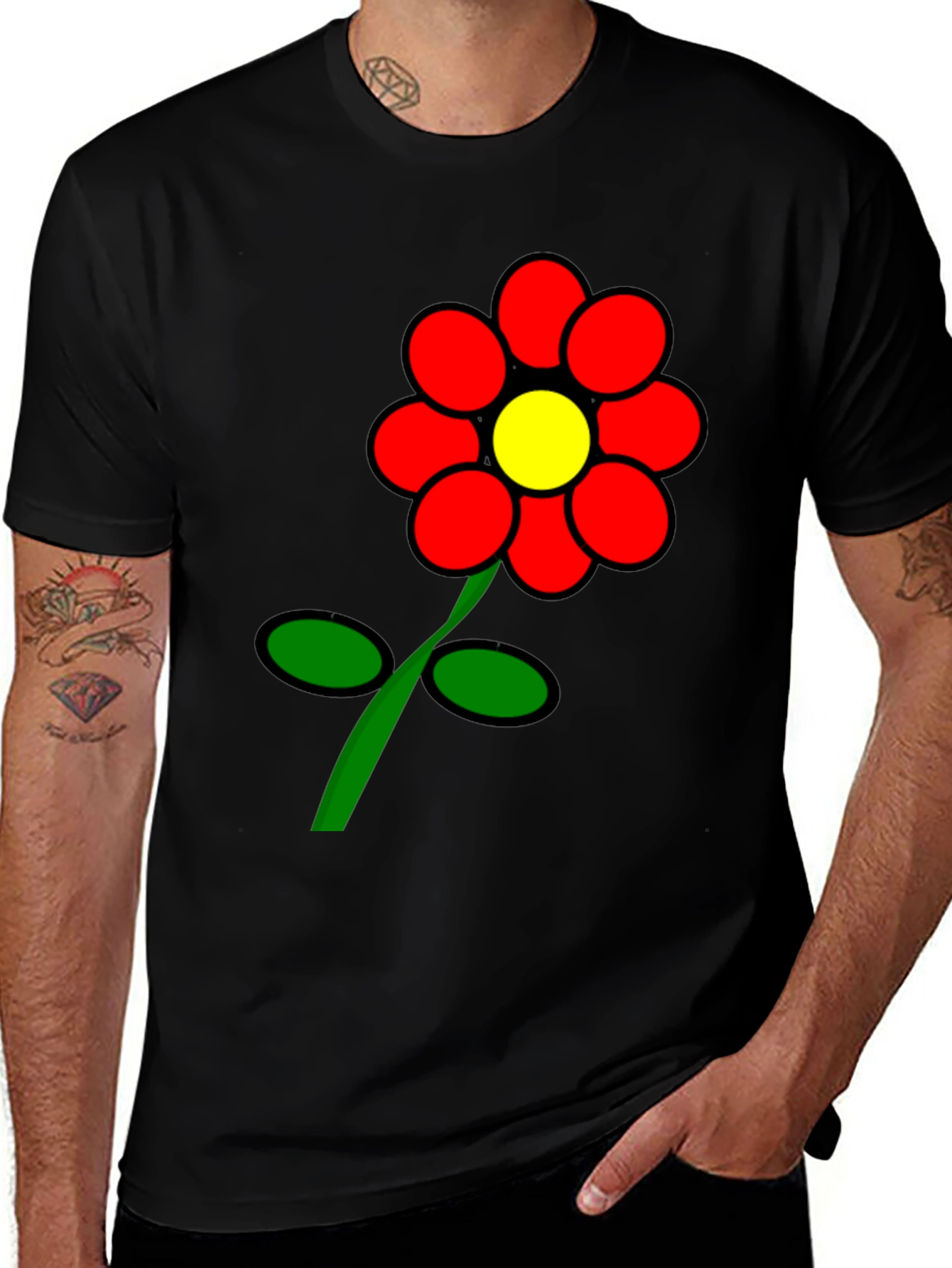Variant 15 of Bold Flower Graphic Tee - Black