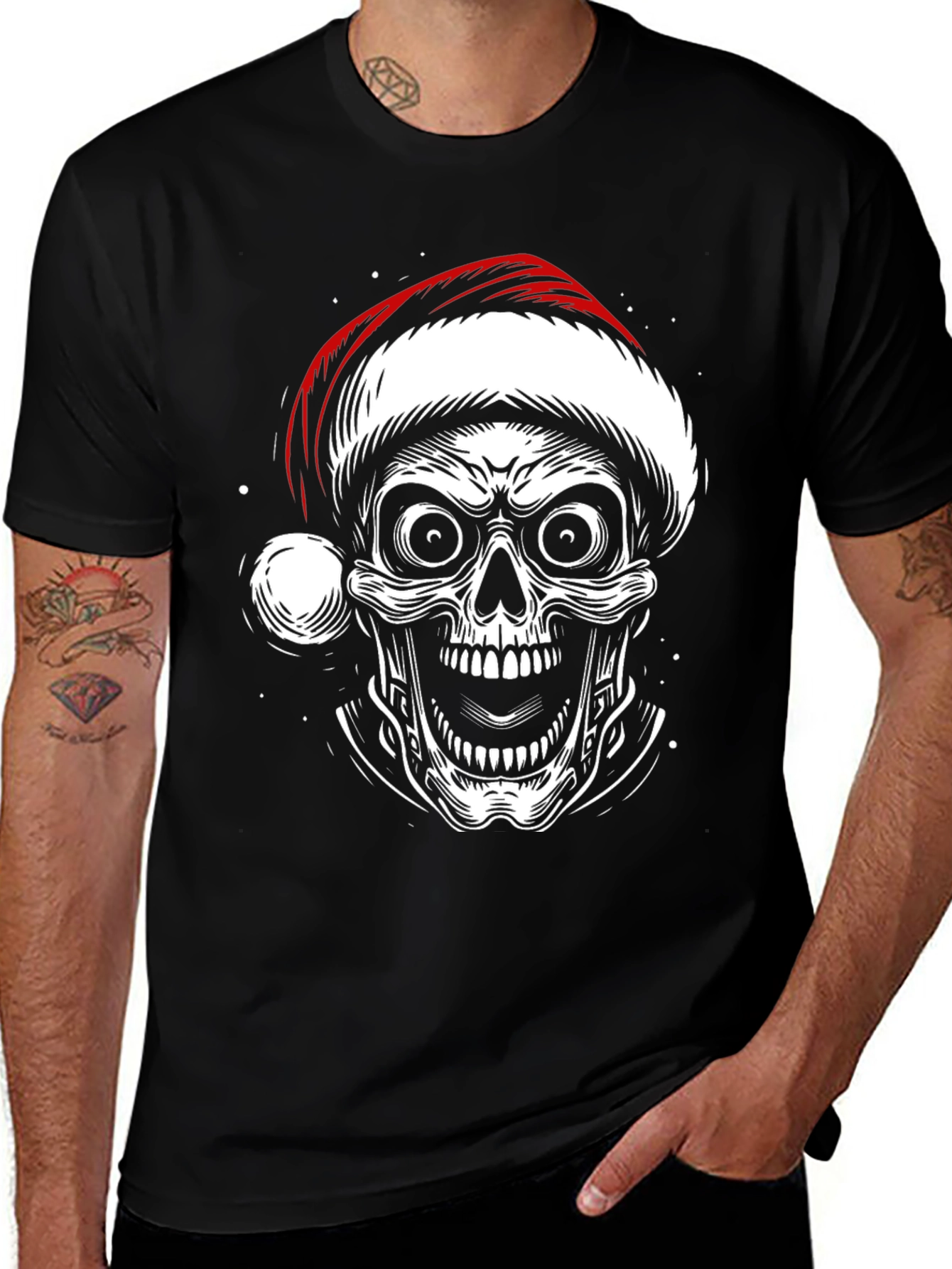 Variant 18 of Skull Santa Hat Graphic Tee
