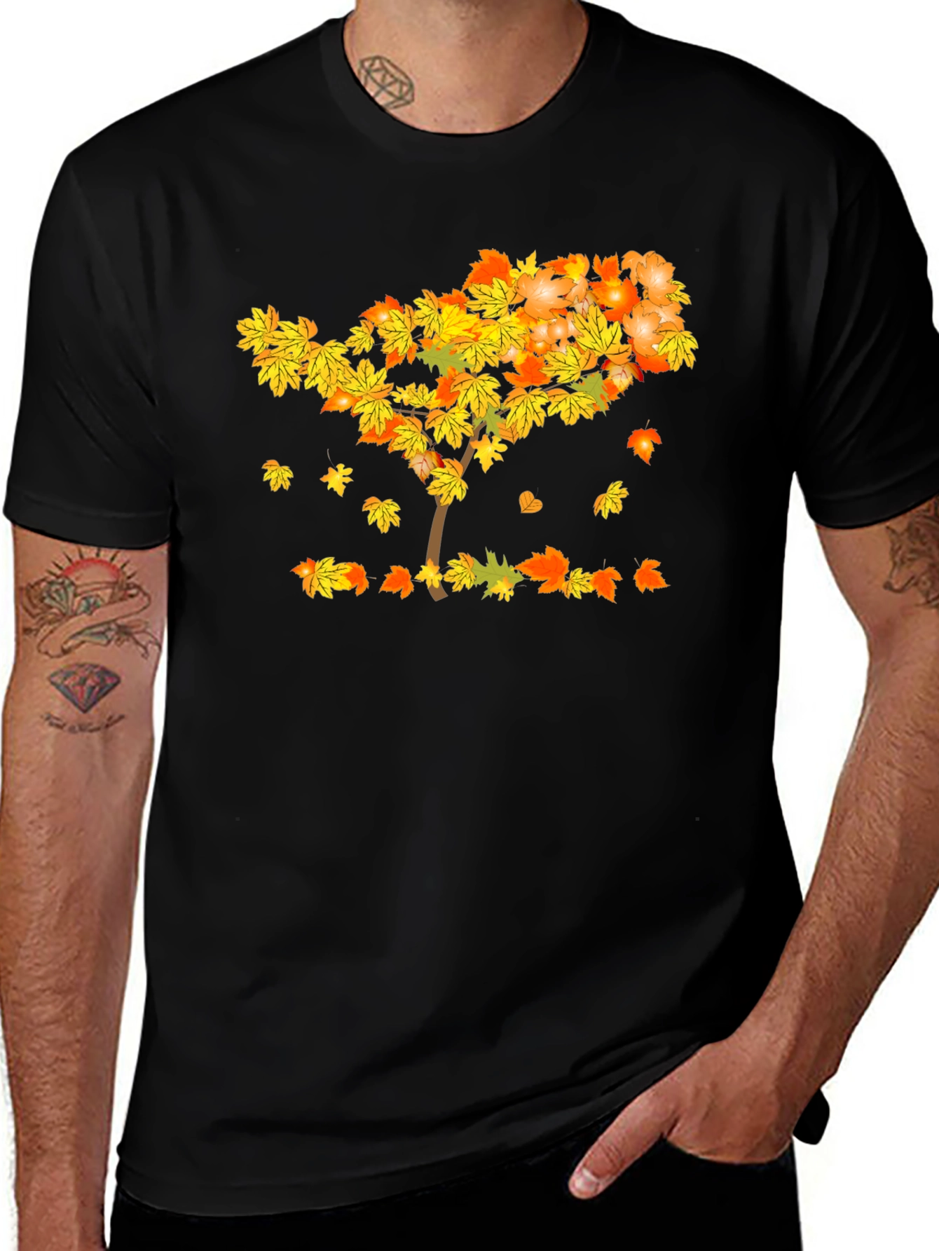 Variant 22 of Autumn Tree Black T-Shirt - Fall Season Style