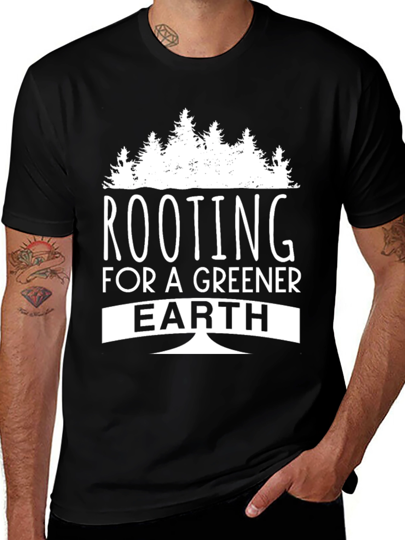 Variant 12 of Rooting for a Greener Earth Graphic Tee - Black