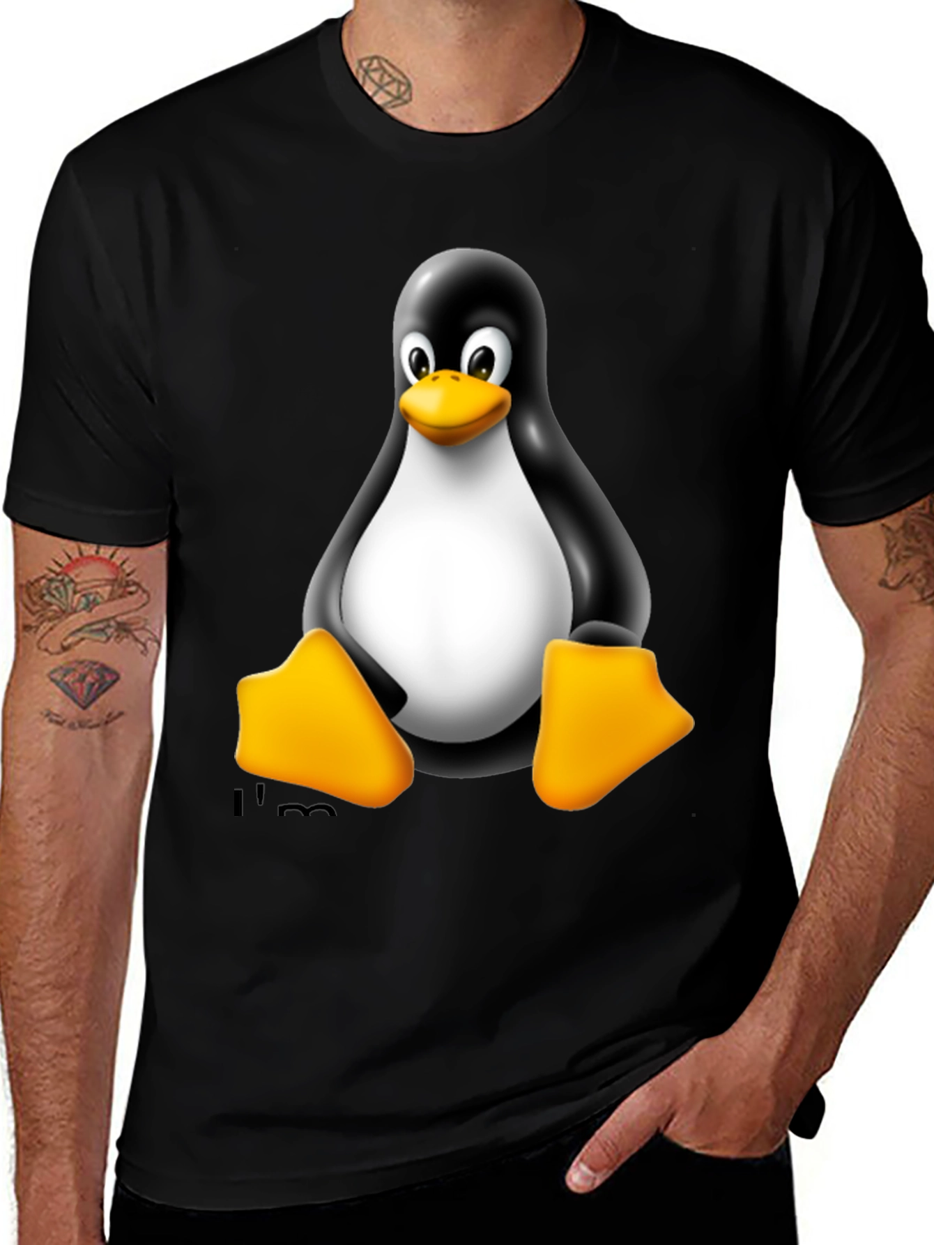 Linux Tux Penguin Black Graphic Tee