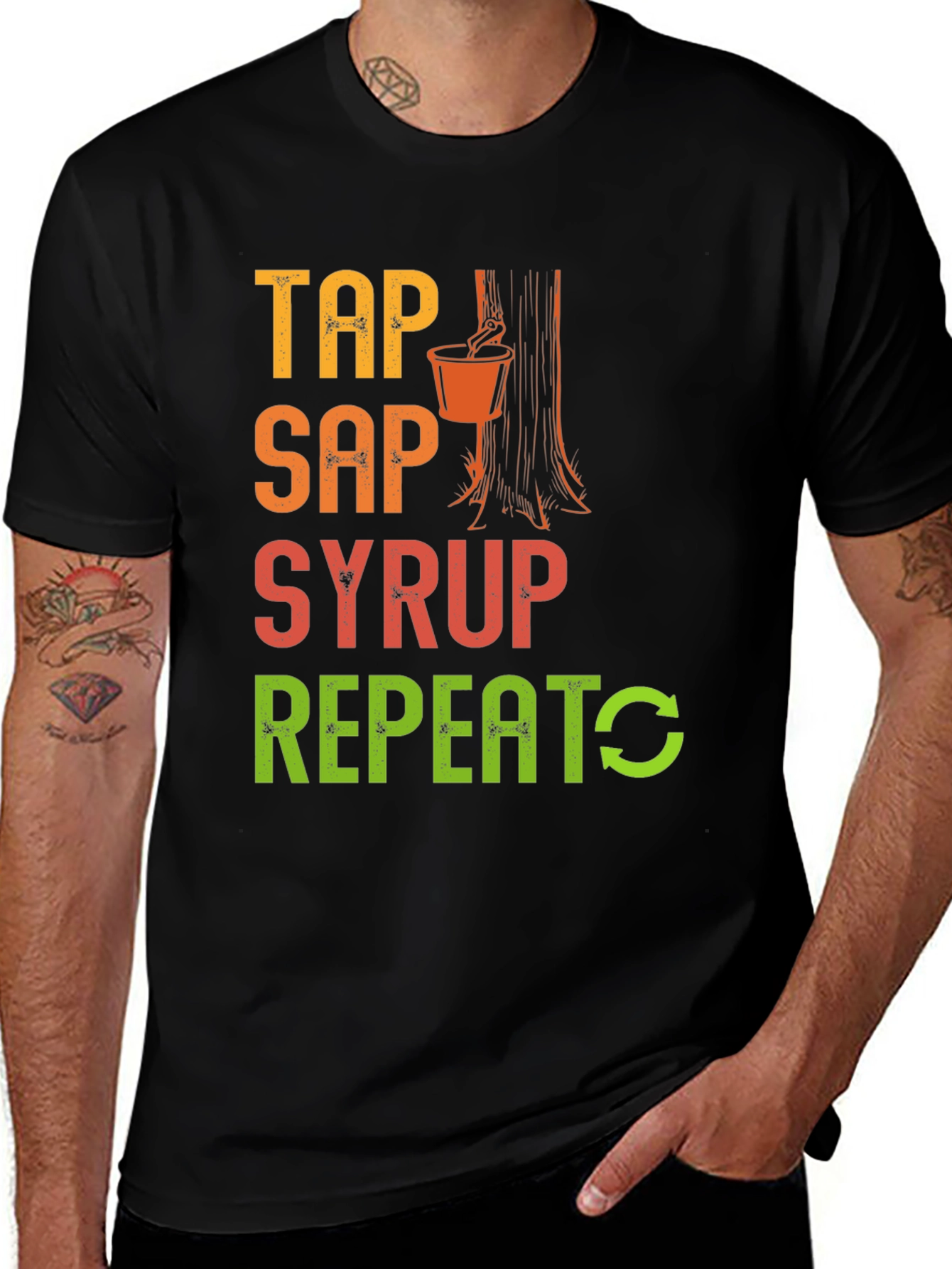 Tap Sap Syrup Repeat T-Shirt - Maple Syrup Lover