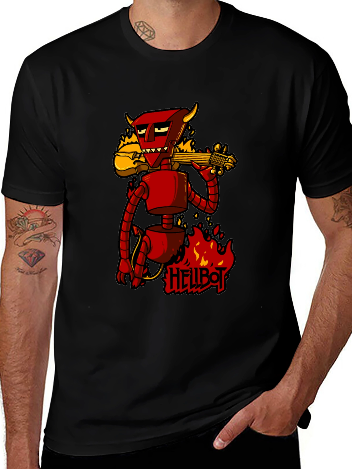 Variant 16 of Hellbot Graphic T-Shirt - Robot Devil Design