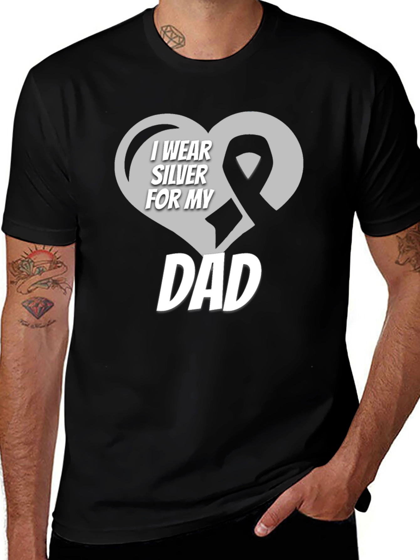 I Wear Silver For My Dad T-Shirt - Support Awareness