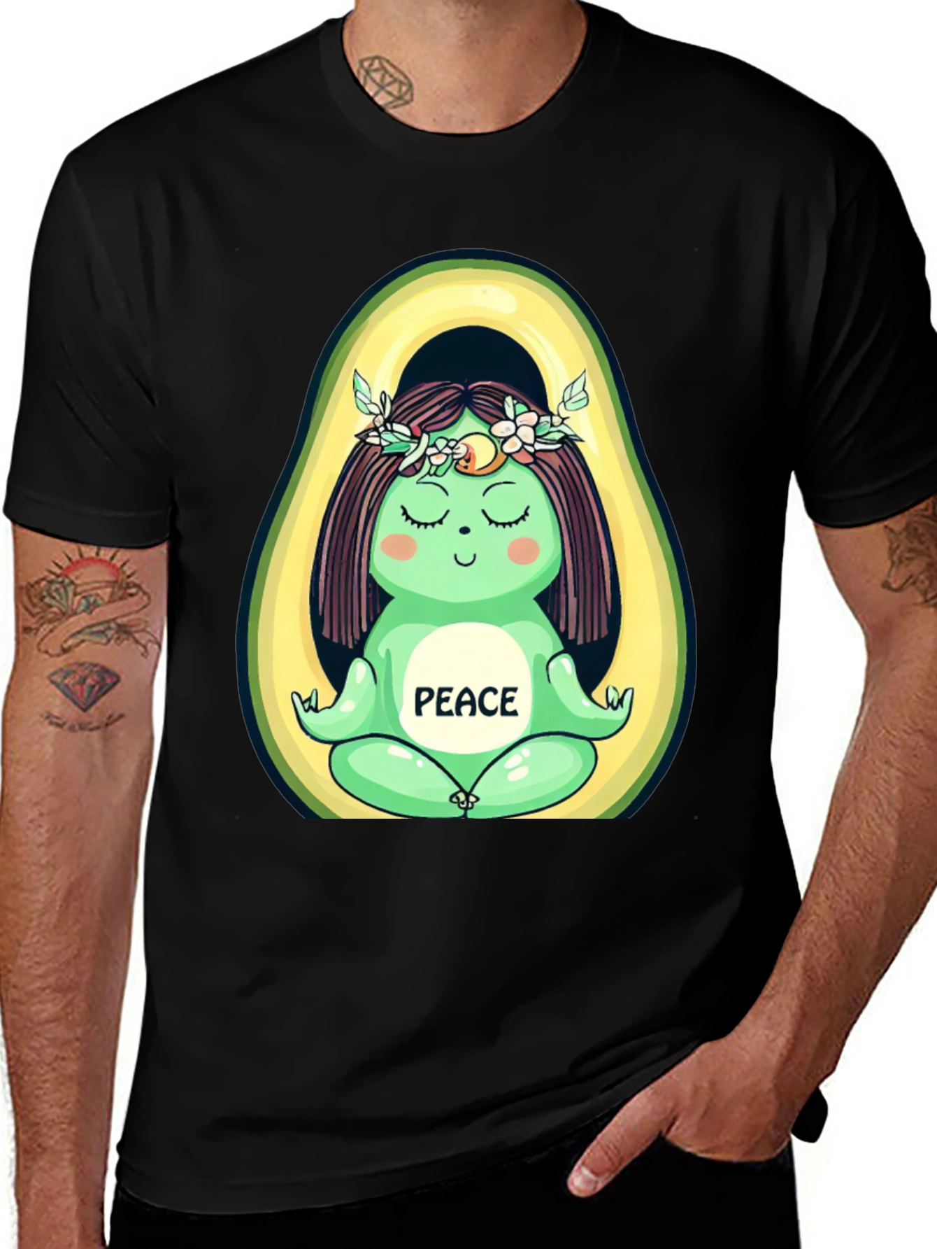 Variant 21 of Avocado Yoga Peace Graphic T-Shirt - Unisex