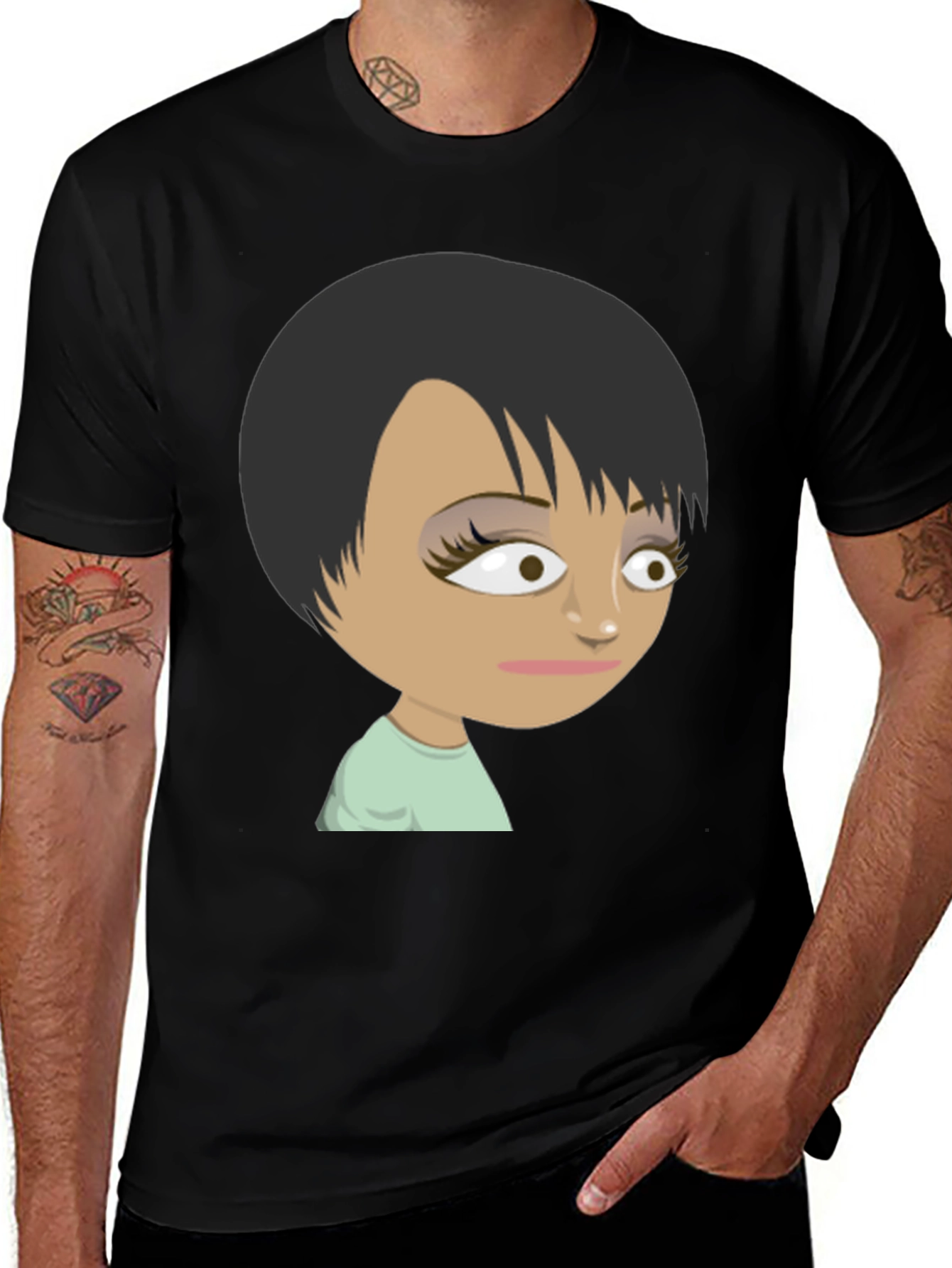 Variant 14 of Cartoon Character Black T-Shirt