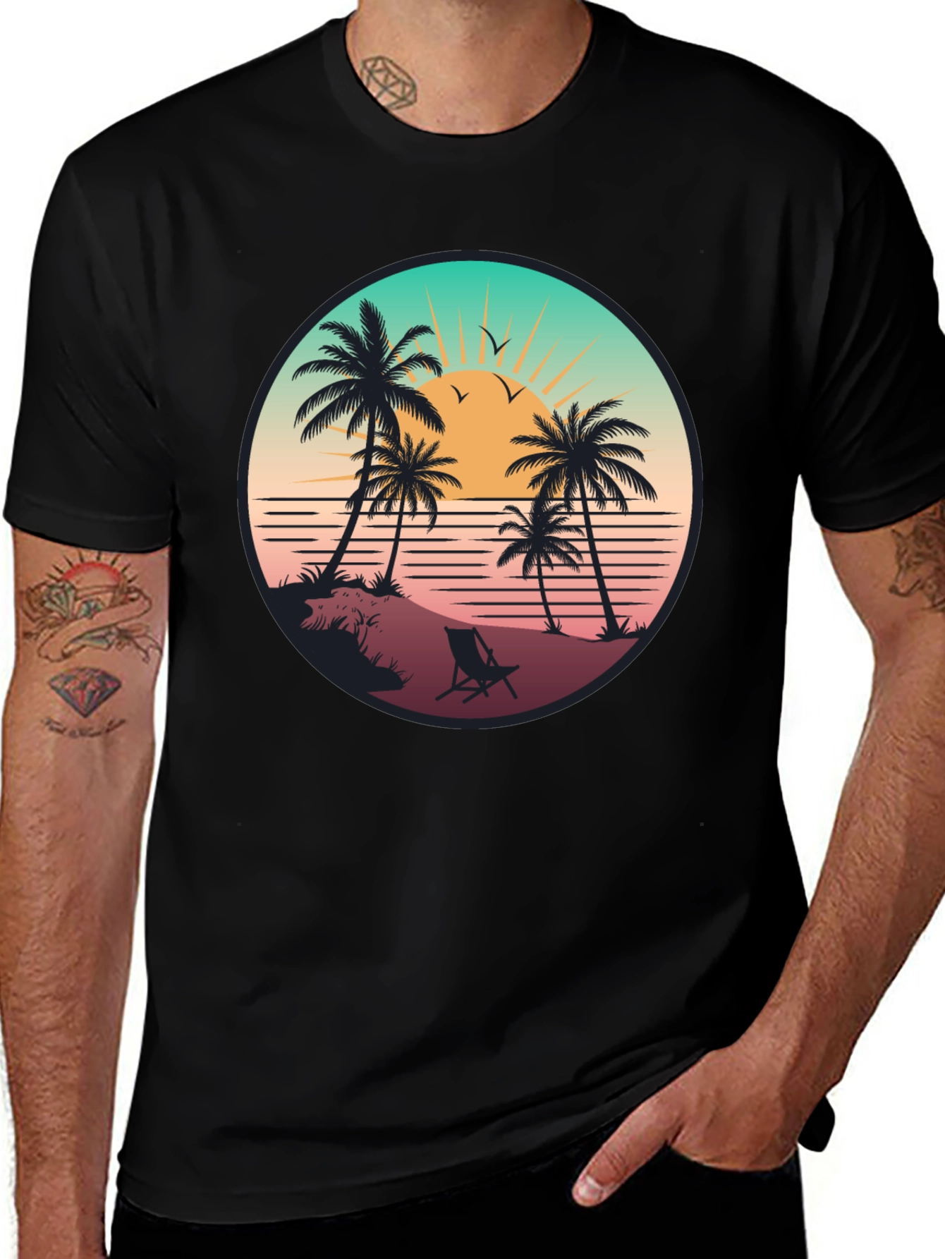 Variant 20 of Tropical Beach Palm Tree Graphic T-Shirt