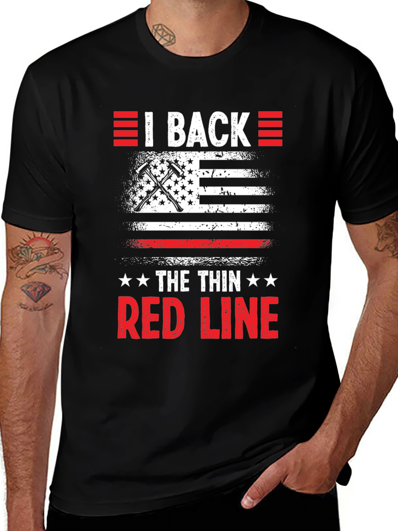 Variant 6 of I Back The Thin Red Line Firefighter T-Shirt