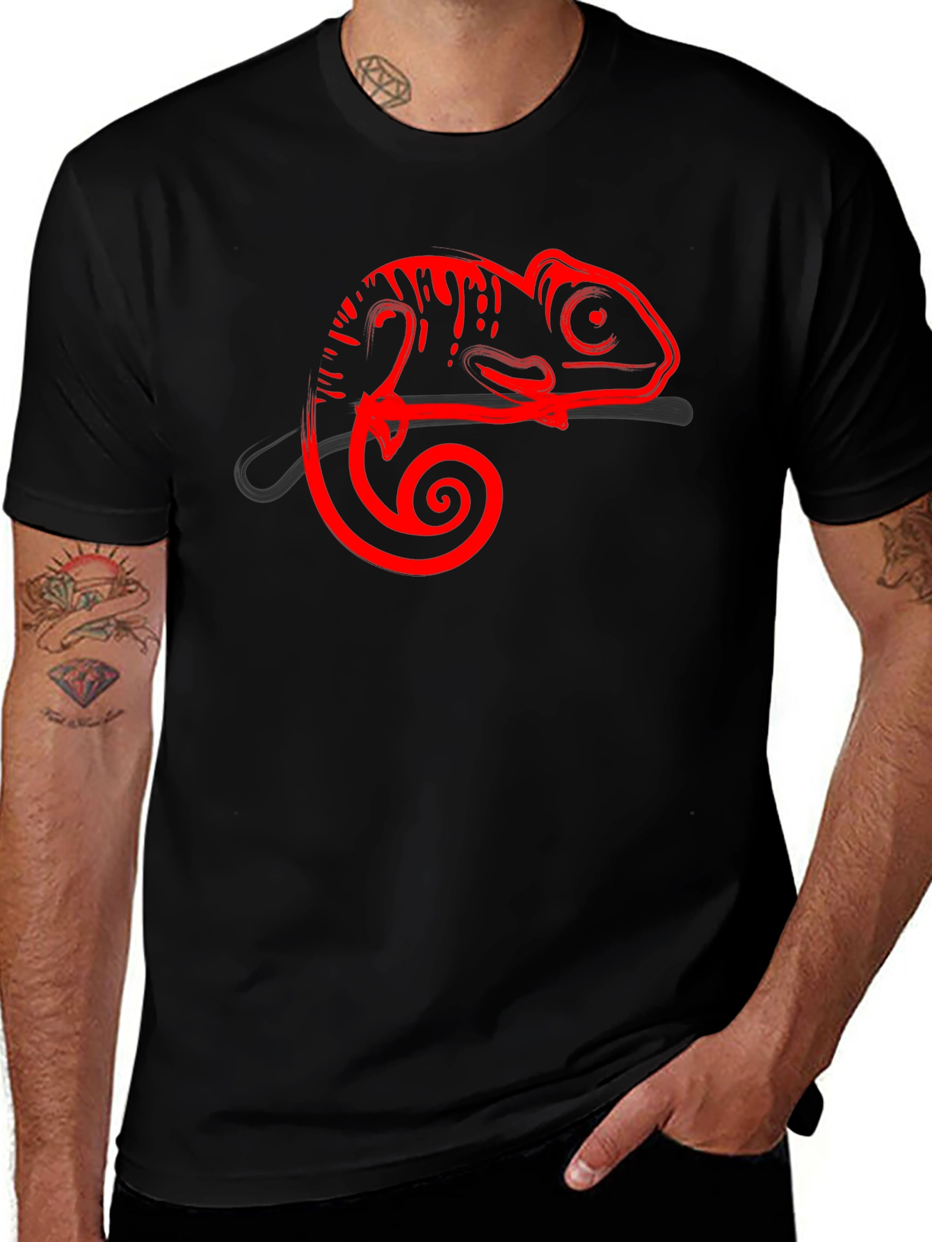 Variant 9 of Cool Chameleon Graphic Tee - Stylish Animal Print Shirt
