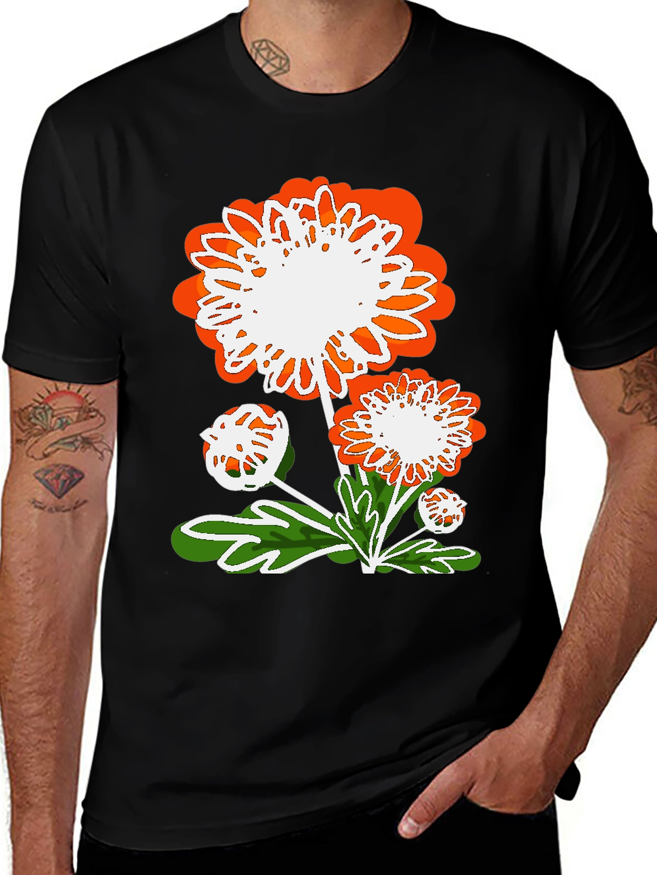 Variant 17 of Floral Graphic Print Black Casual T-Shirt