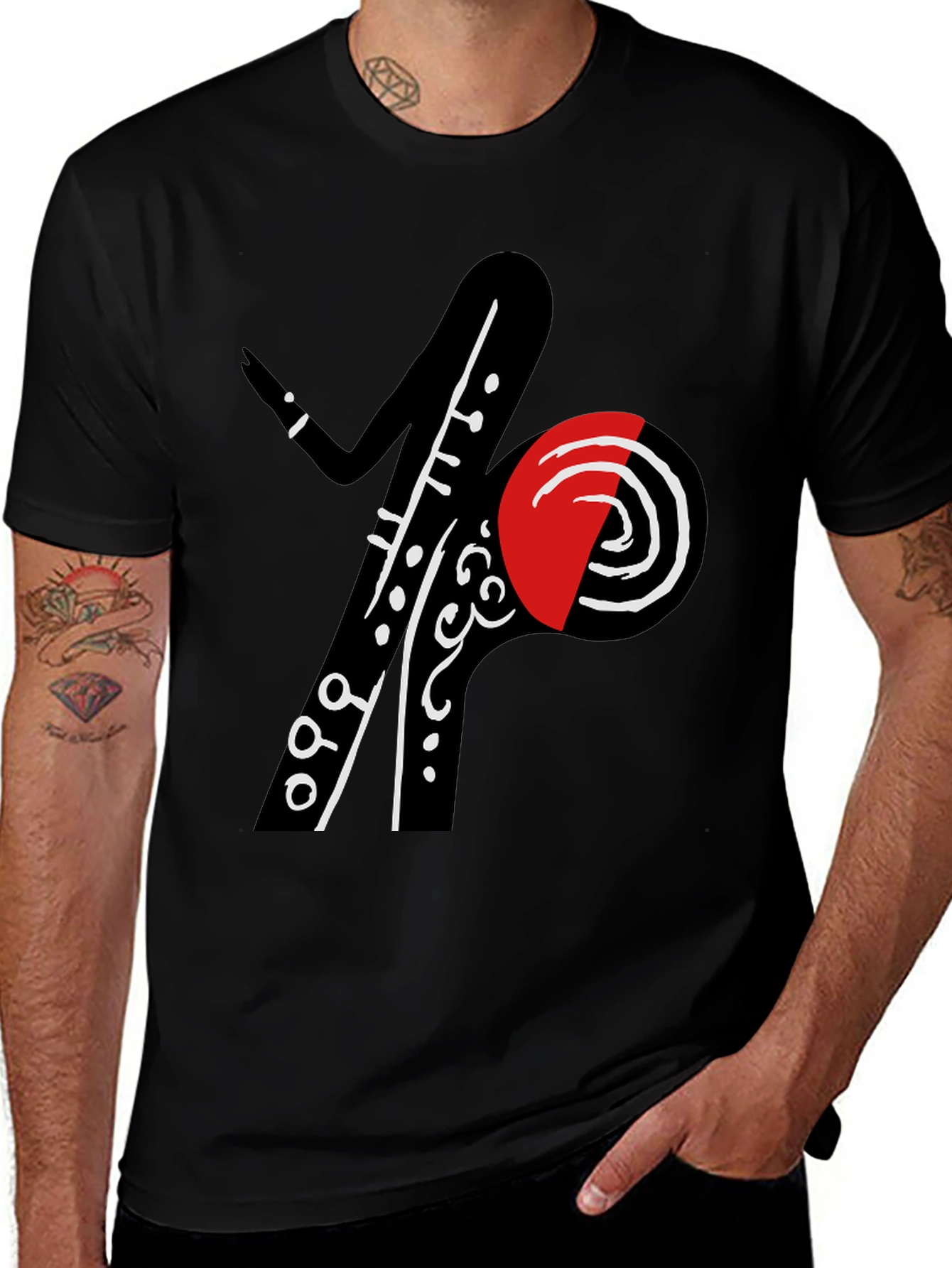 Variant 19 of Abstract Clarinet Graphic Tee - Modern Art Shirt