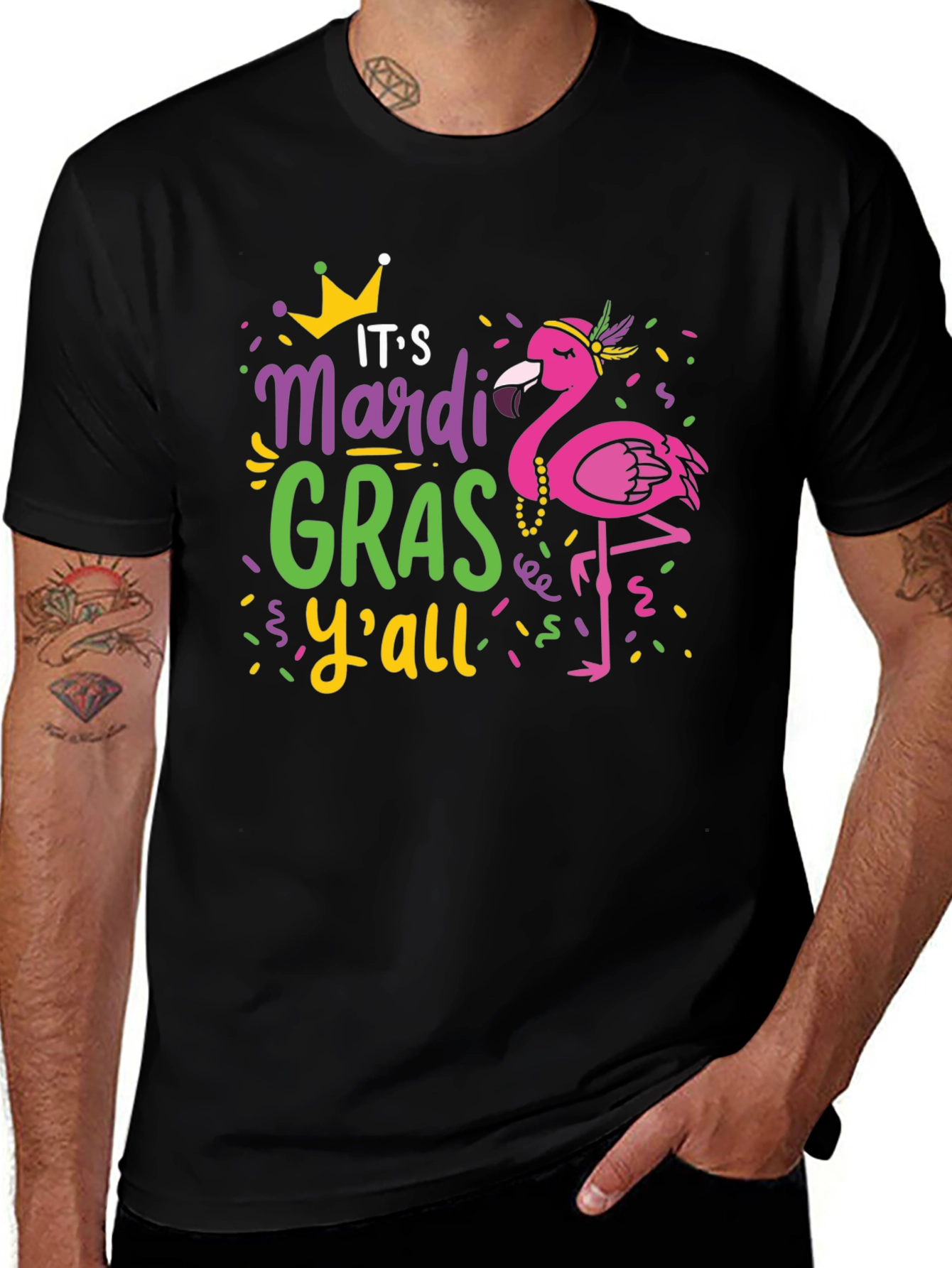 Variant 20 of Mardi Gras Flamingo Graphic T-Shirt