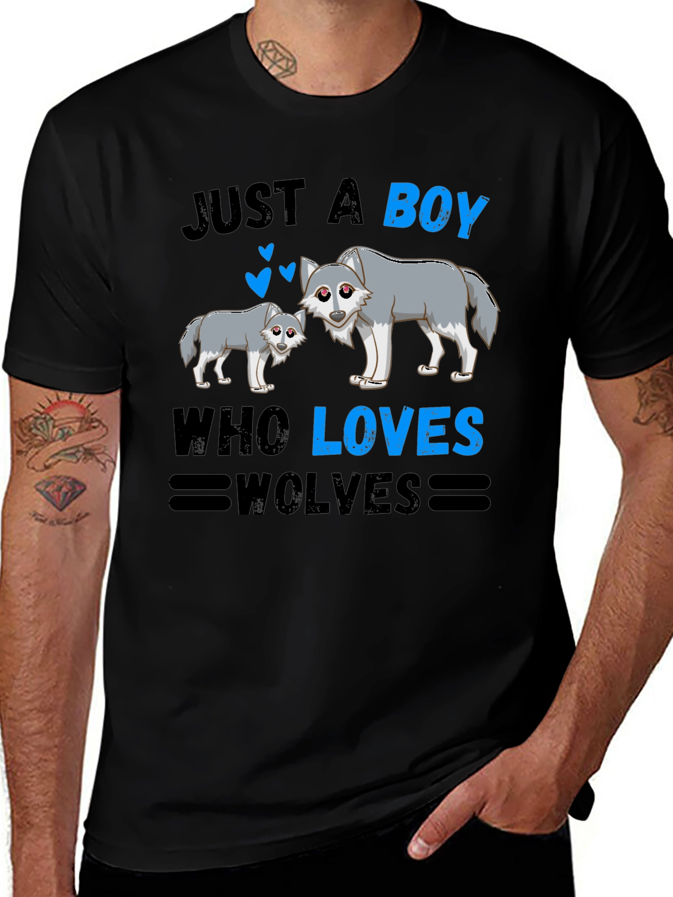 Variant 12 of Just a Boy Who Loves Wolves Graphic T-Shirt