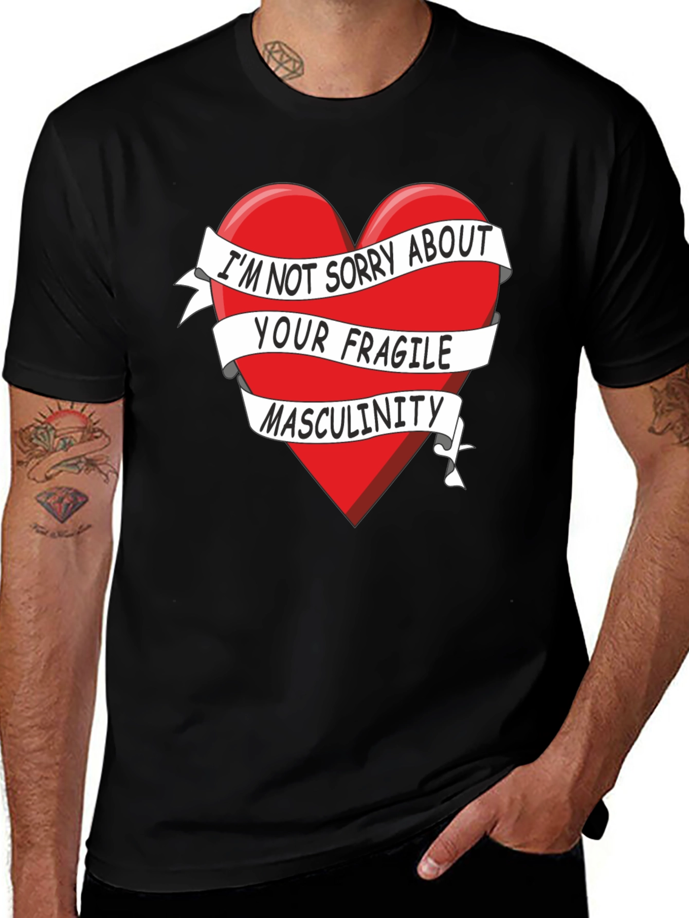 Variant 26 of Fragile Masculinity Heart T-Shirt - Bold Statement Tee