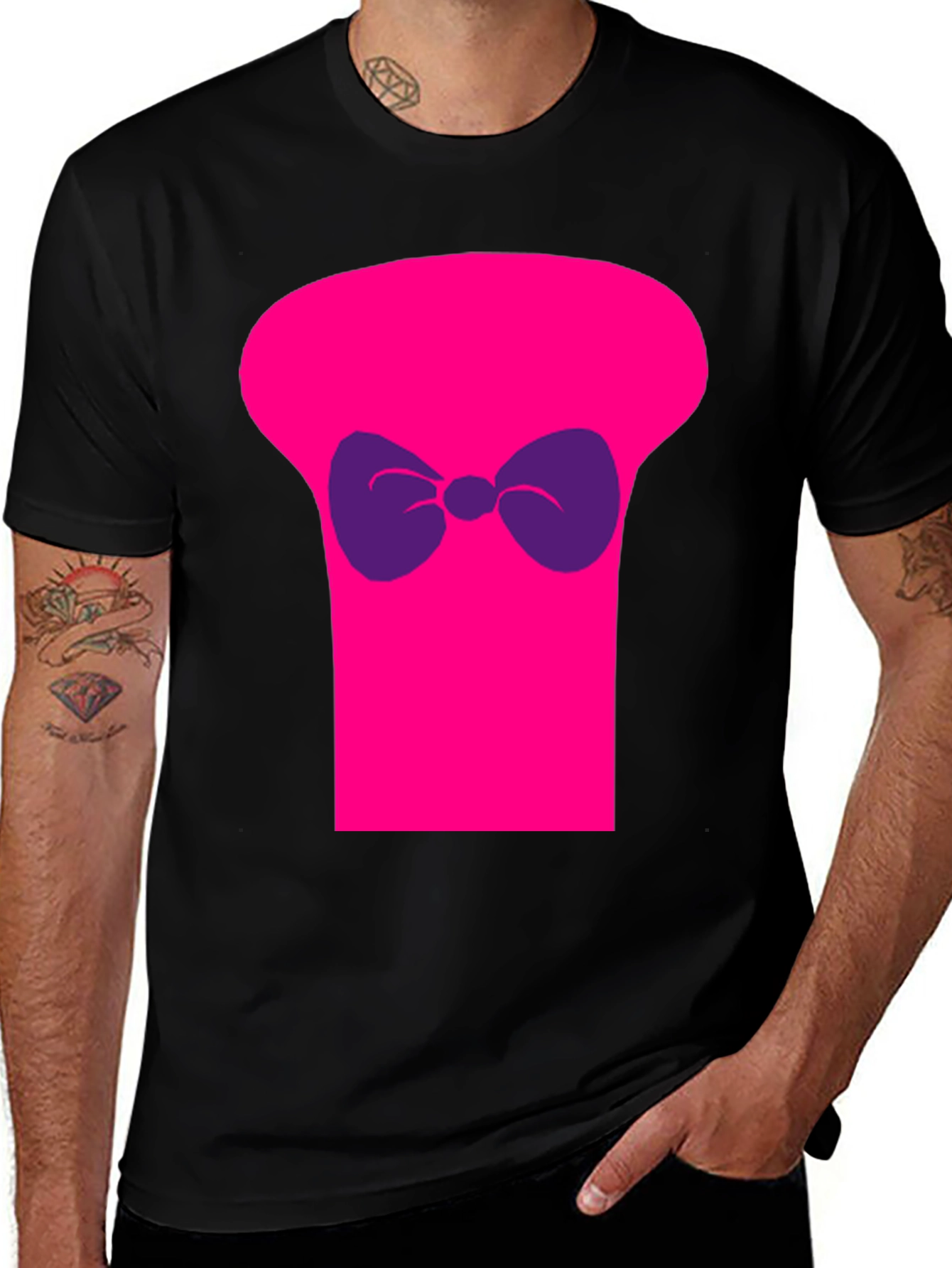 Variant 3 of Funny Pink Top Hat Bow Tie Graphic T-Shirt
